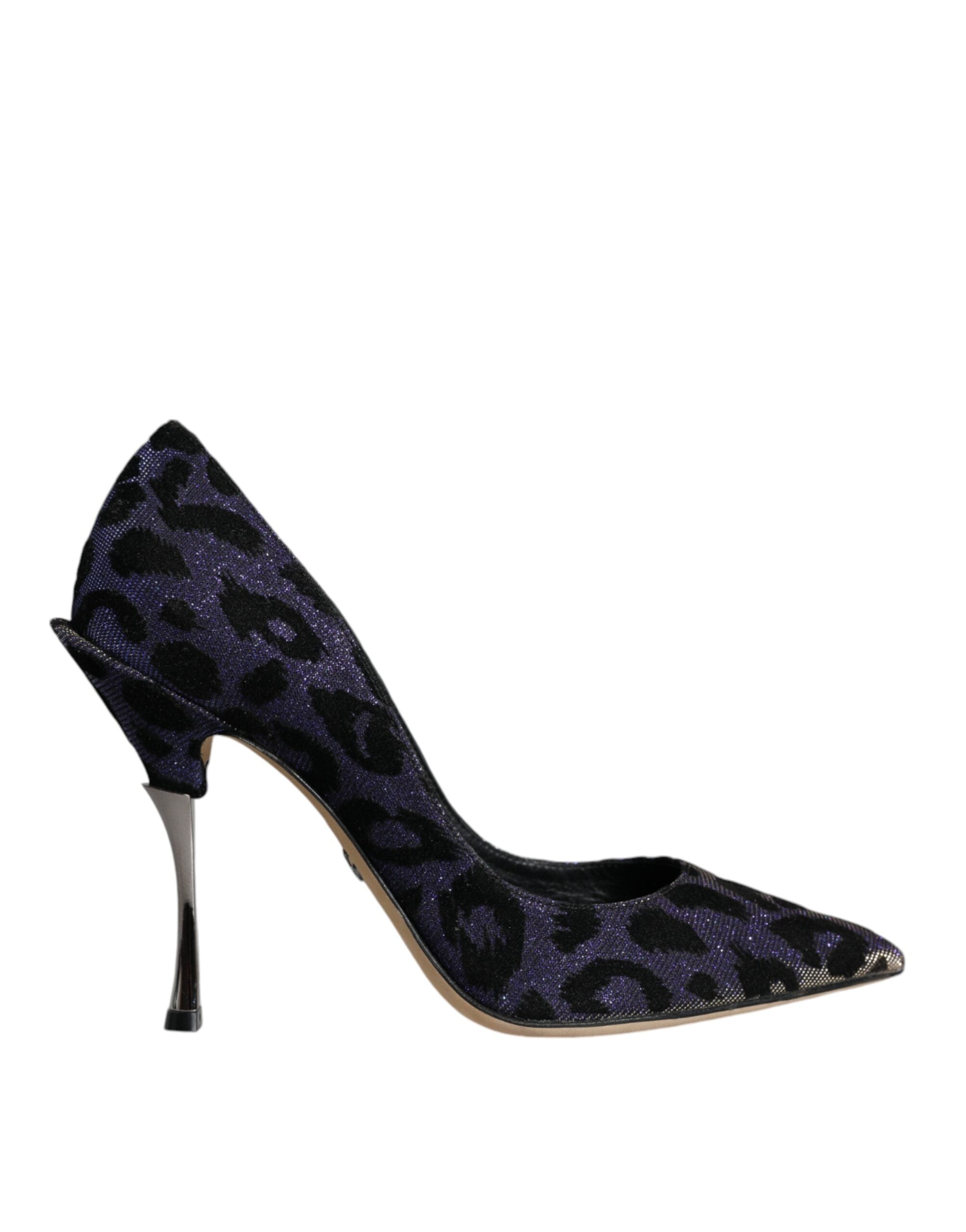 Dolce & Gabbana Violette Leopard Lurex High Heels Pumps Schuhe