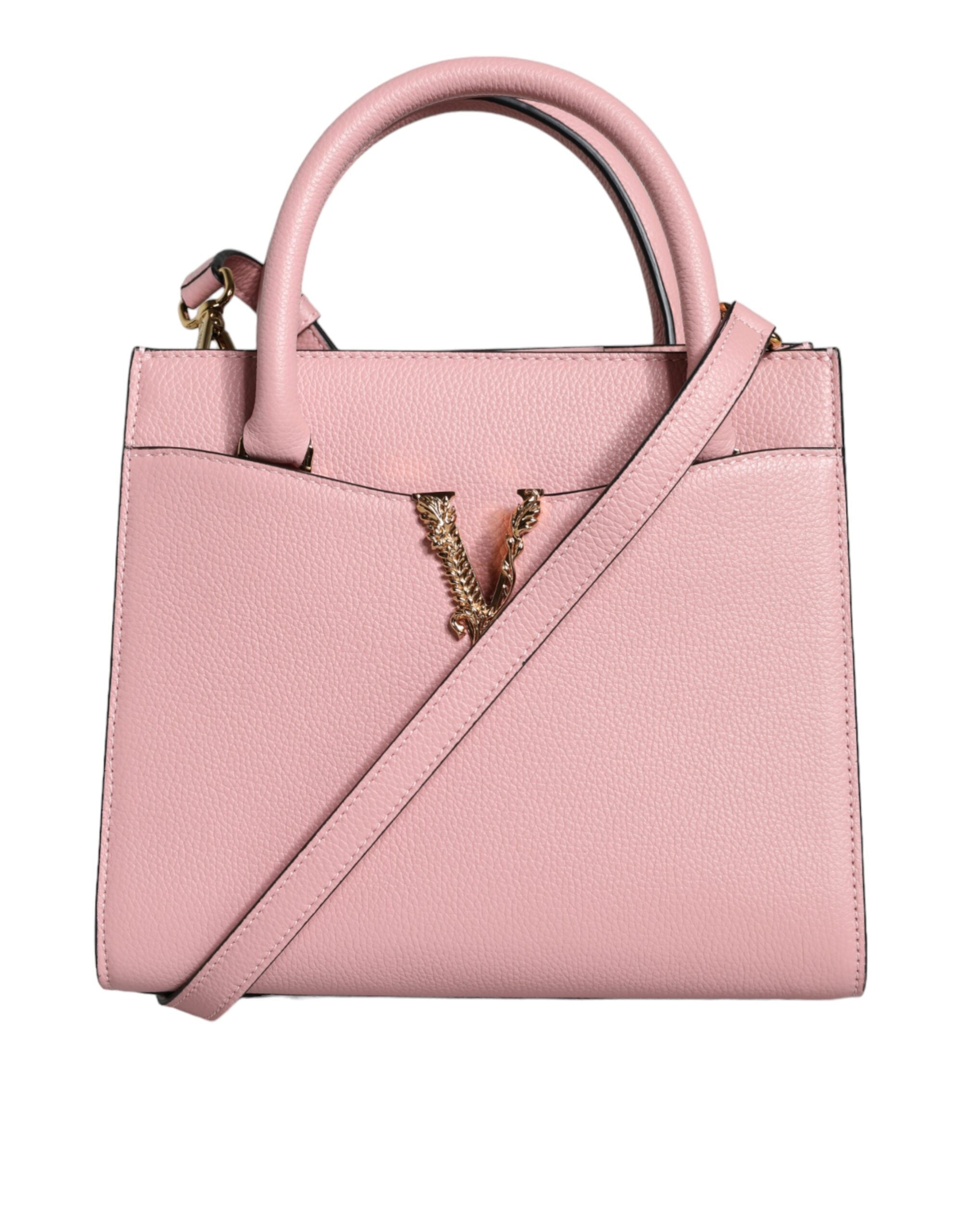 Petit sac bandoulière Versace en cuir de veau grainé rose