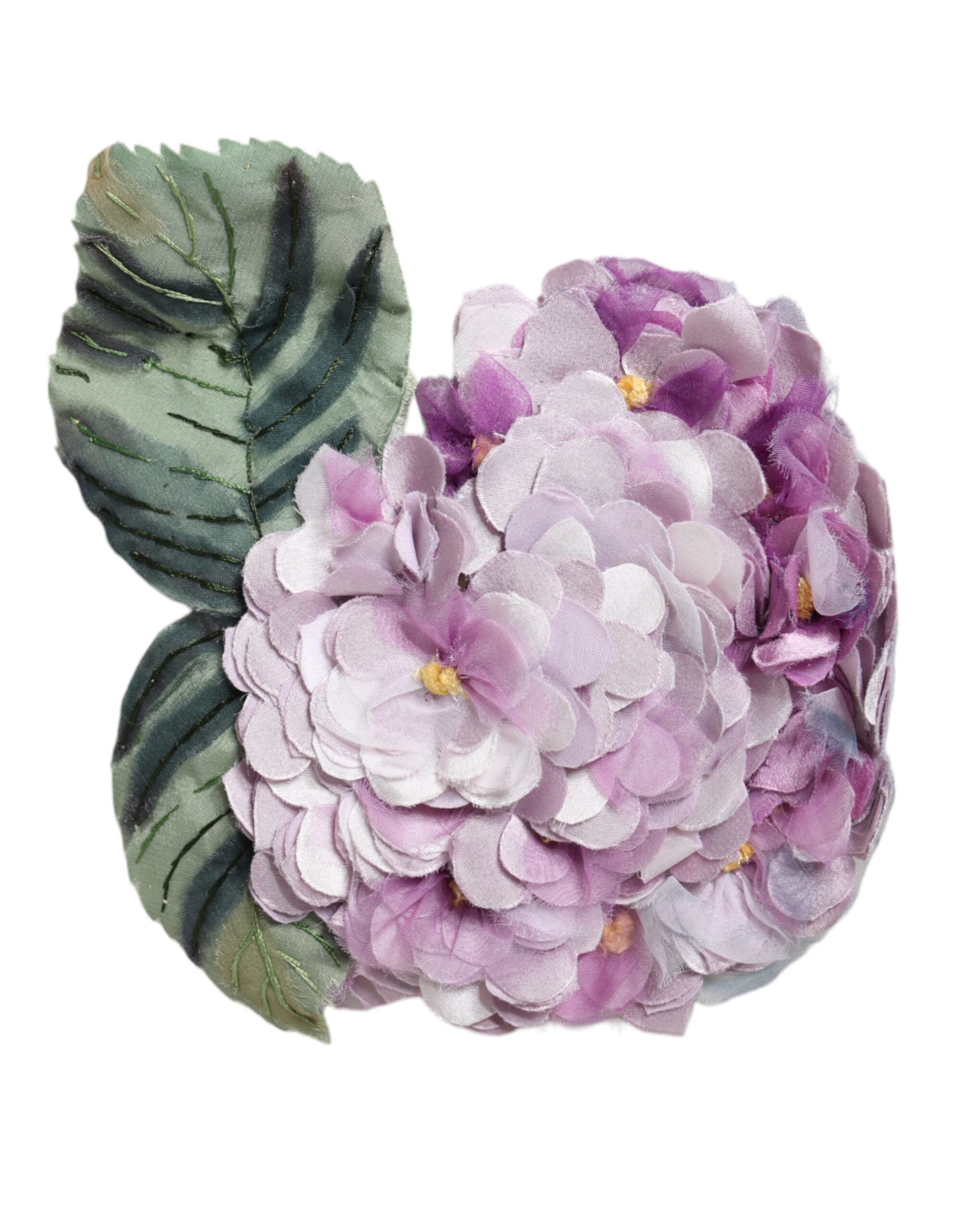 Broche en laiton doré à motif hortensia multicolore Dolce & Gabbana