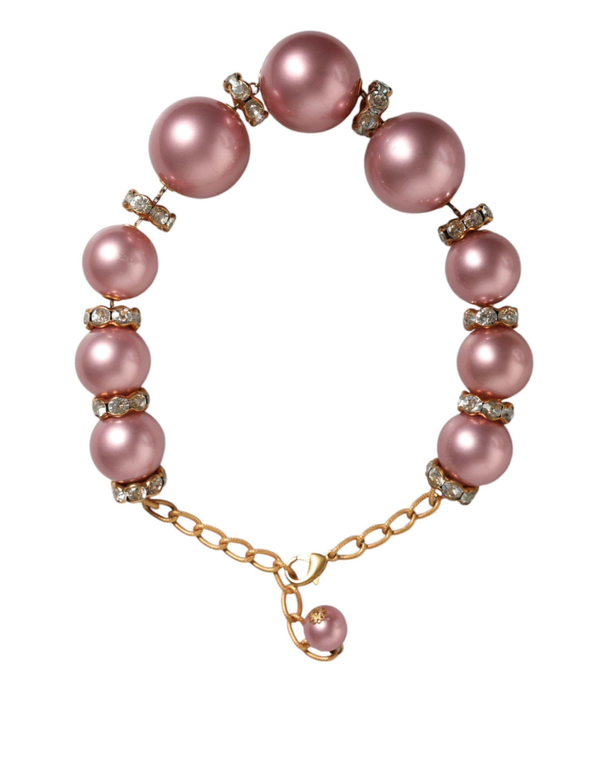 Collier Dolce & Gabbana en or rose avec perles synthétiques et cristaux