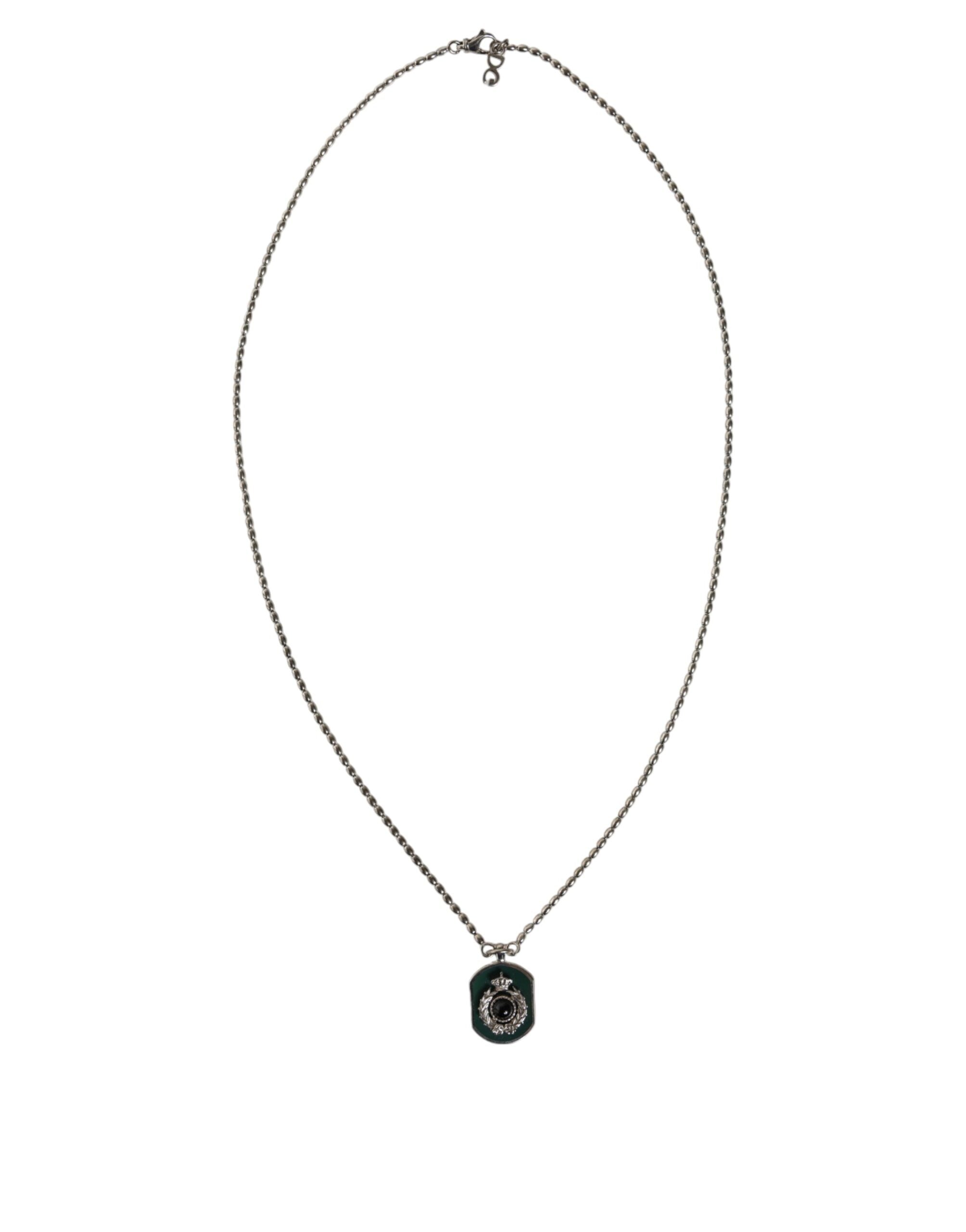 Collier Dolce & Gabbana en argent sterling 925 avec pendentif en forme de barre et logo