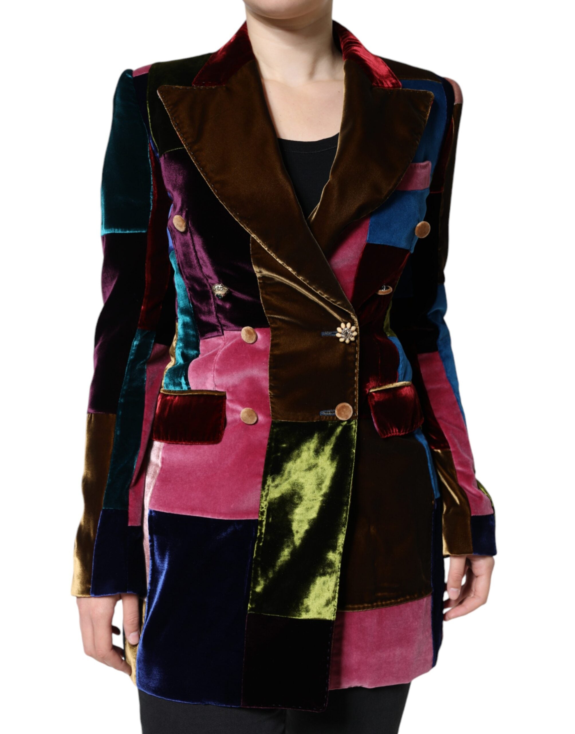 Veste blazer patchwork croisée multicolore Dolce & Gabbana