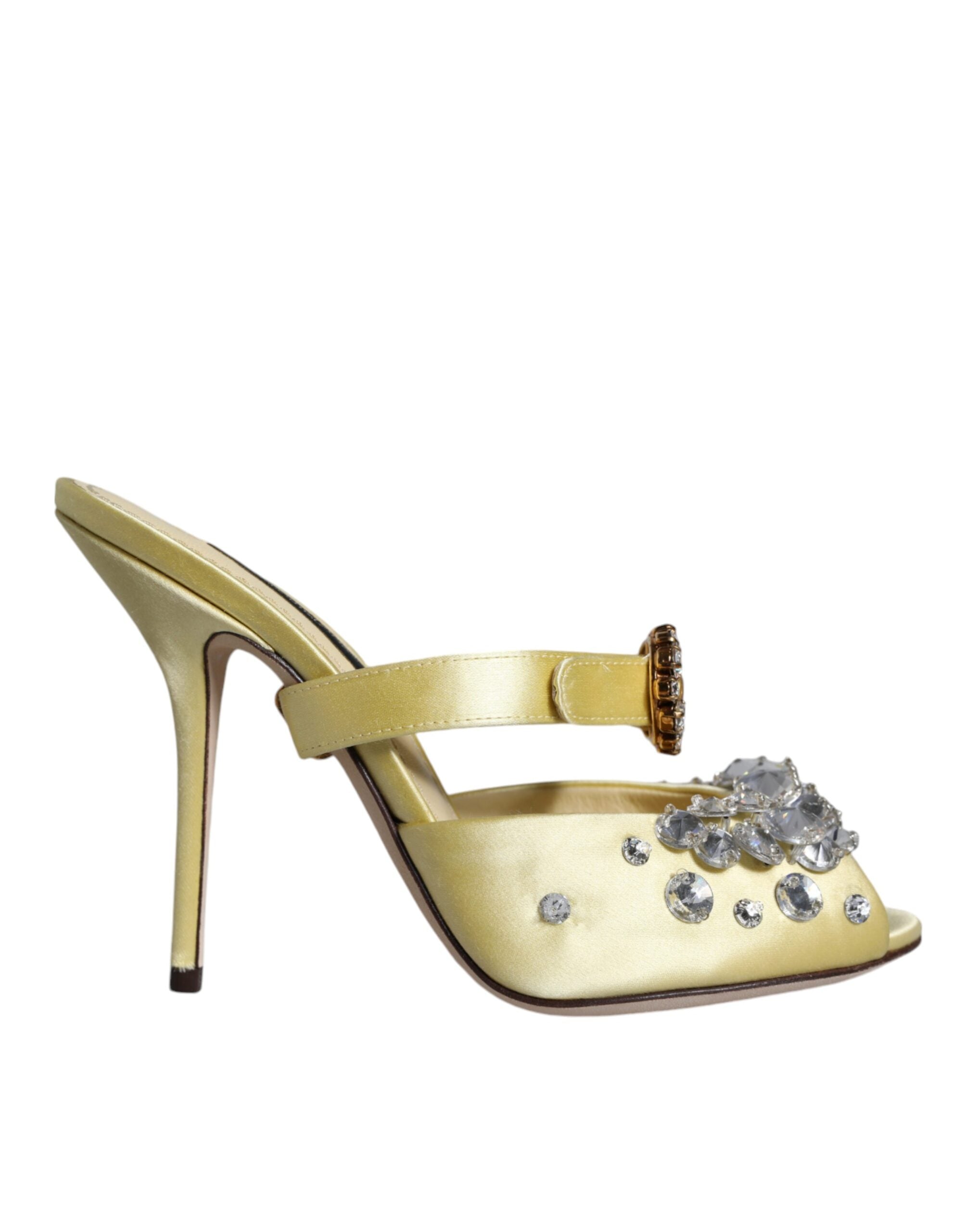 Sandales Dolce & Gabbana Mary Janes jaunes en satin et cristaux