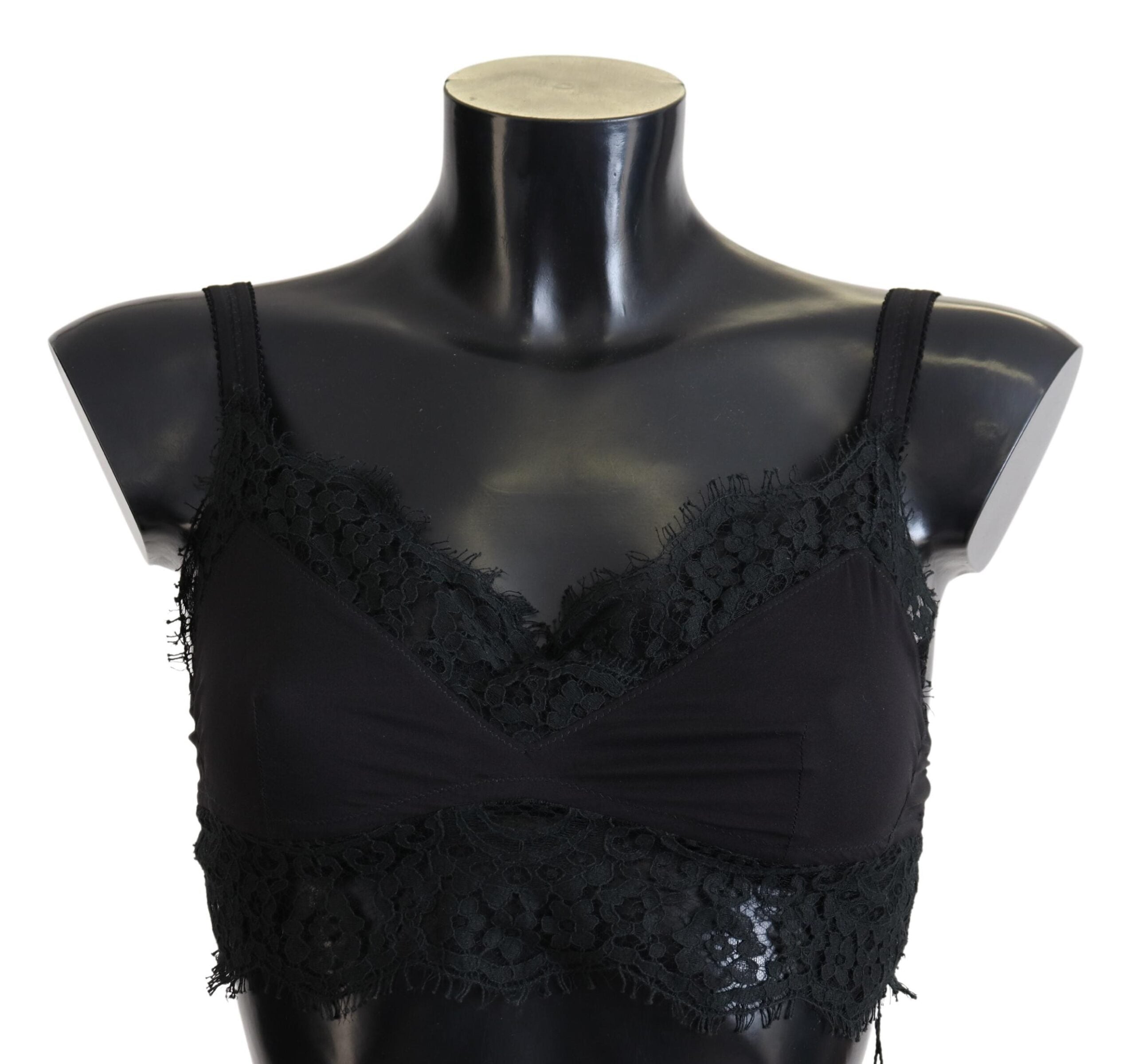 Dolce & Gabbana – Schwarze Stretch-Bralette-Unterwäsche aus floraler Spitze