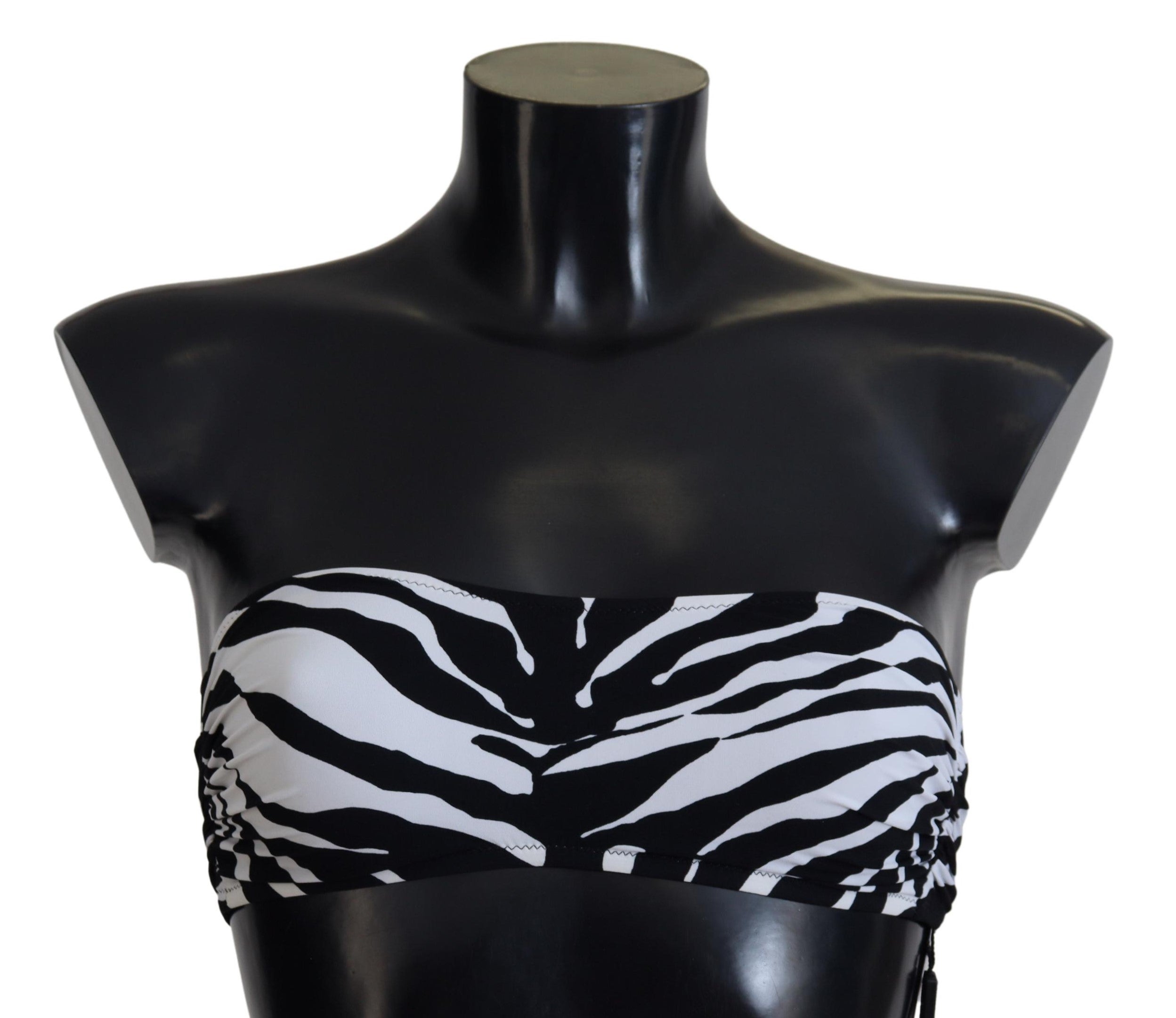 Haut de bikini bandeau Dolce & Gabbana à imprimé zèbre noir et blanc