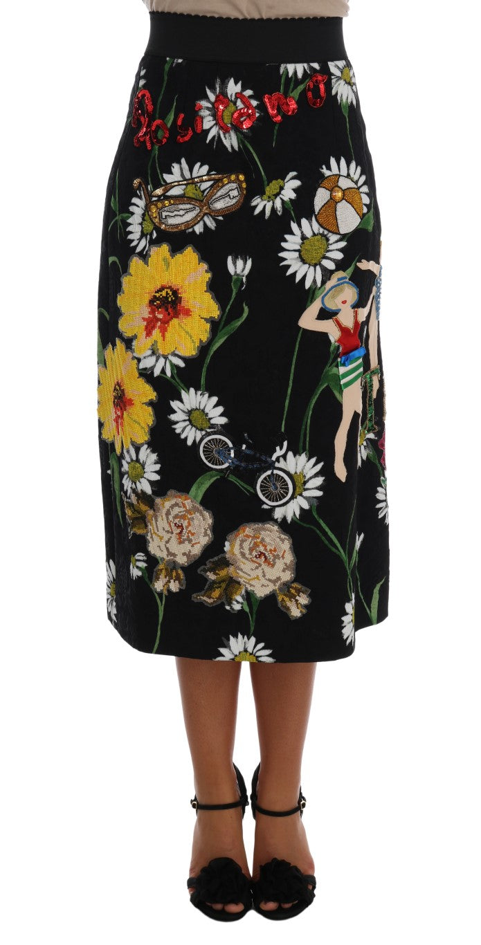 Jupe mi-mollet trapèze ornée de Dolce & Gabbana