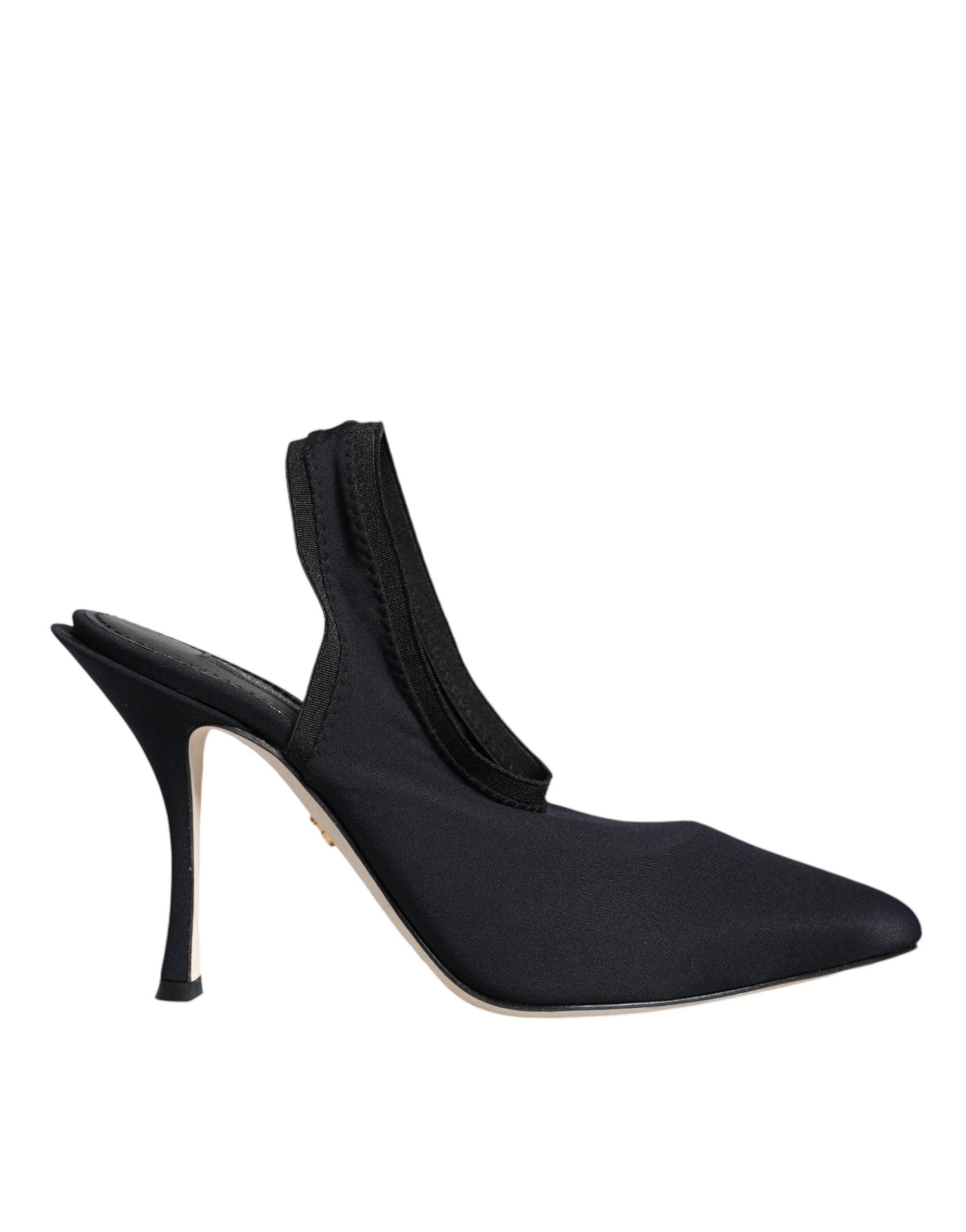Dolce & Gabbana – Slingback-Schuhe aus Stretch-Jersey in Schwarz
