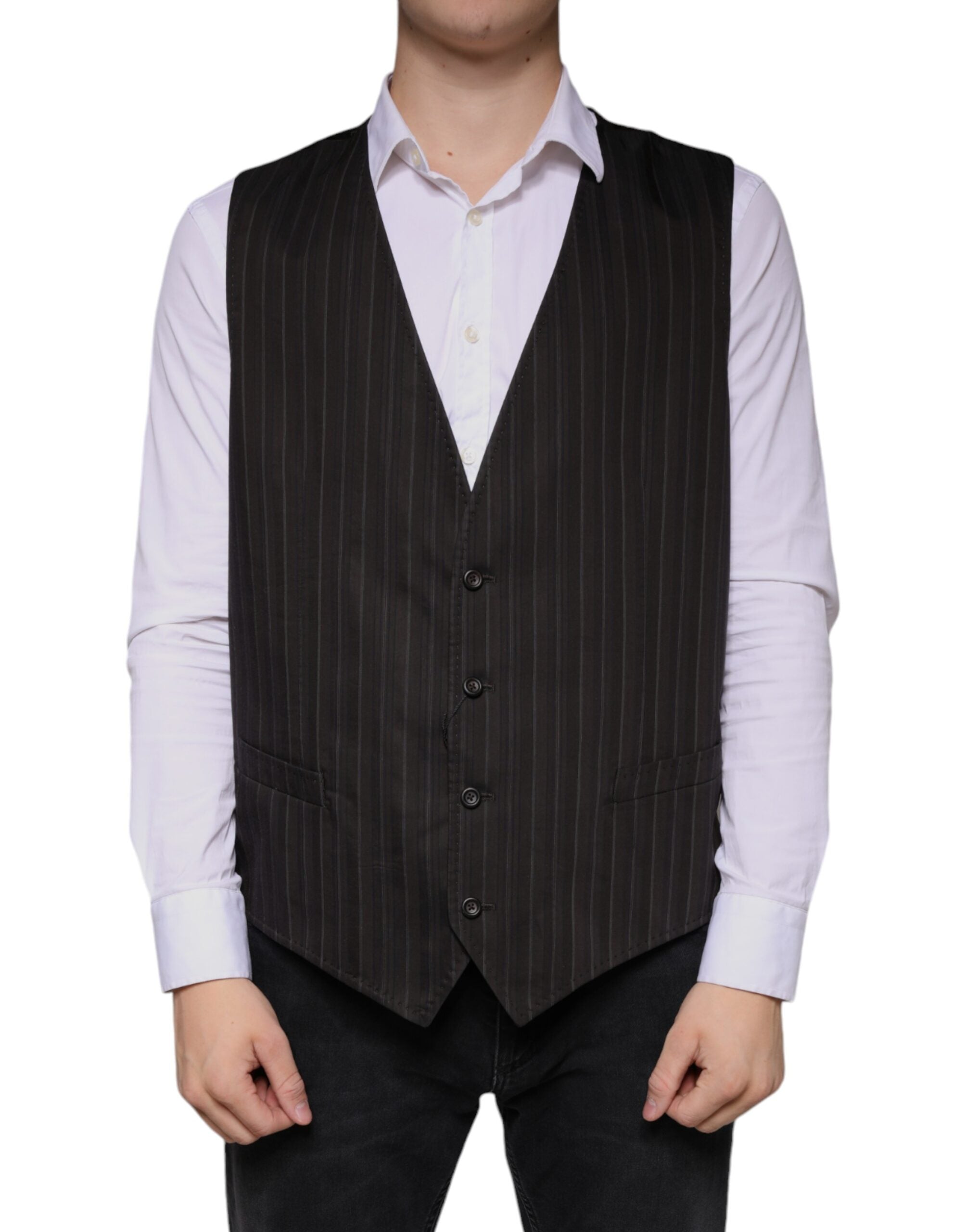 Dolce & Gabbana Robe gilet en coton noir Gilet formel