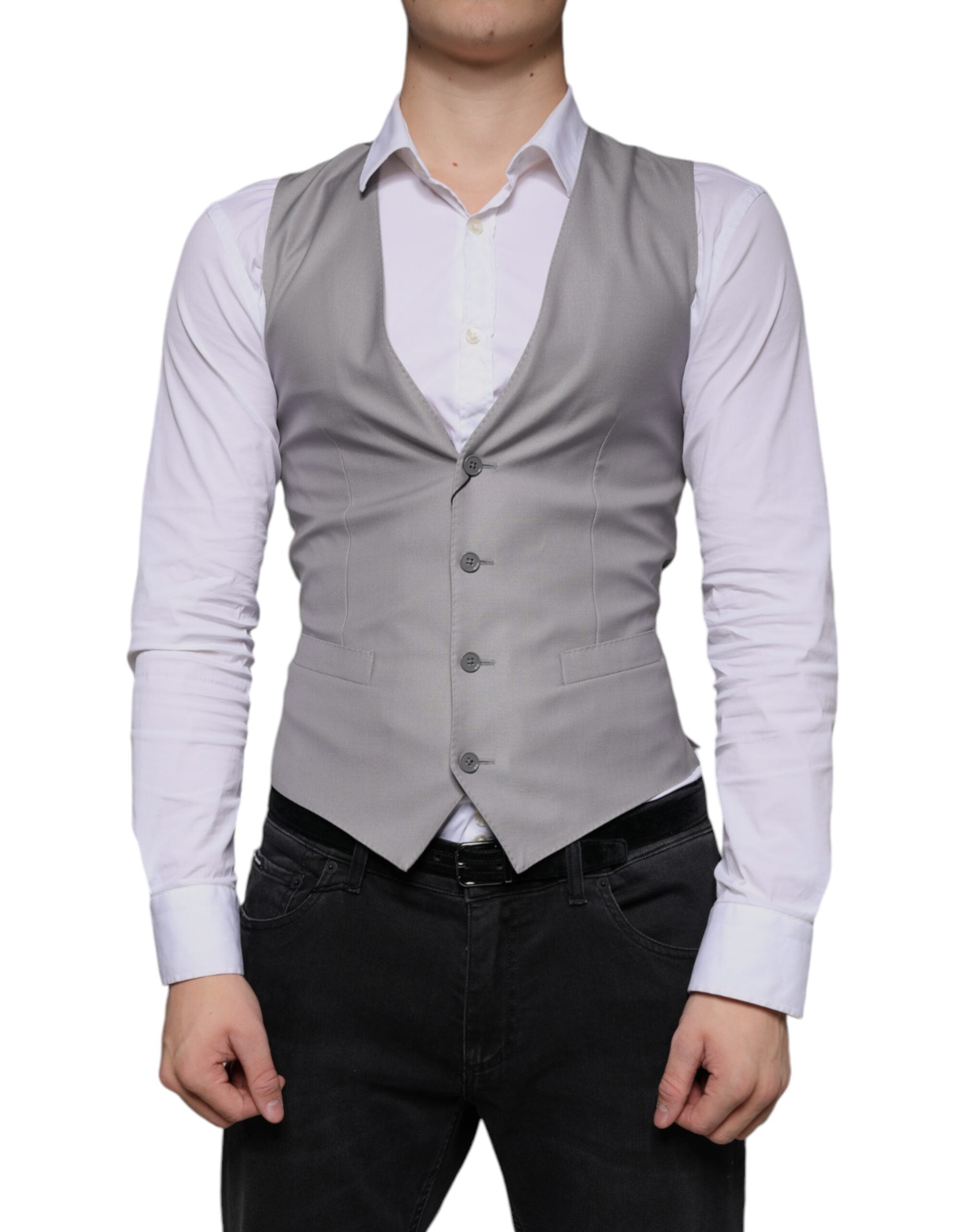 Gilet de soirée en laine gris clair Dolce & Gabbana