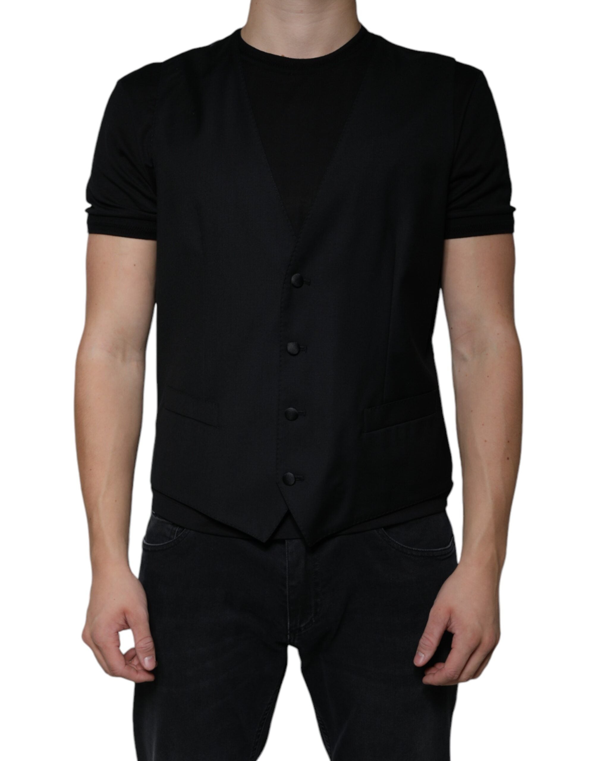 Robe gilet en laine noire Dolce & Gabbana