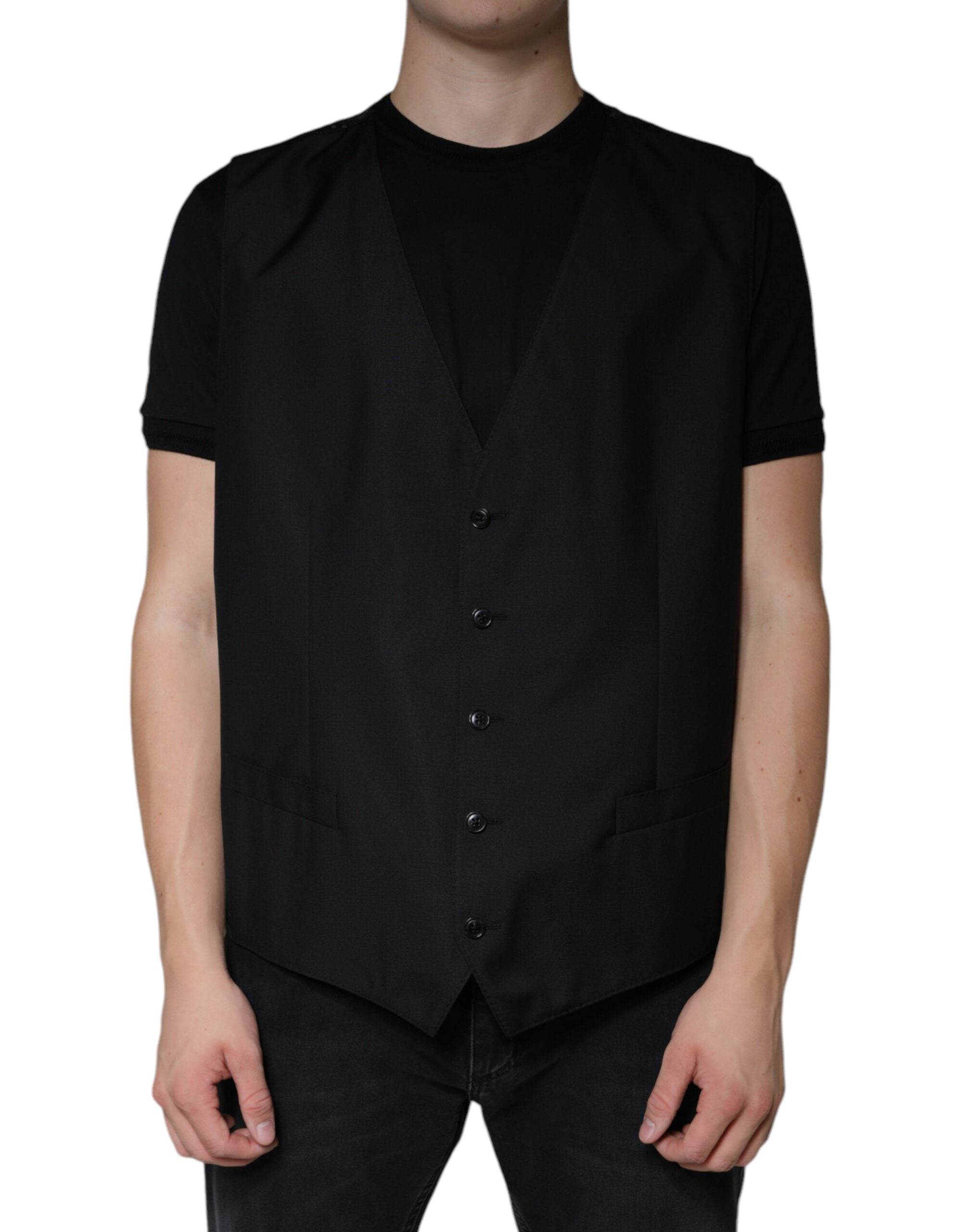 Robe gilet en laine noire Dolce & Gabbana