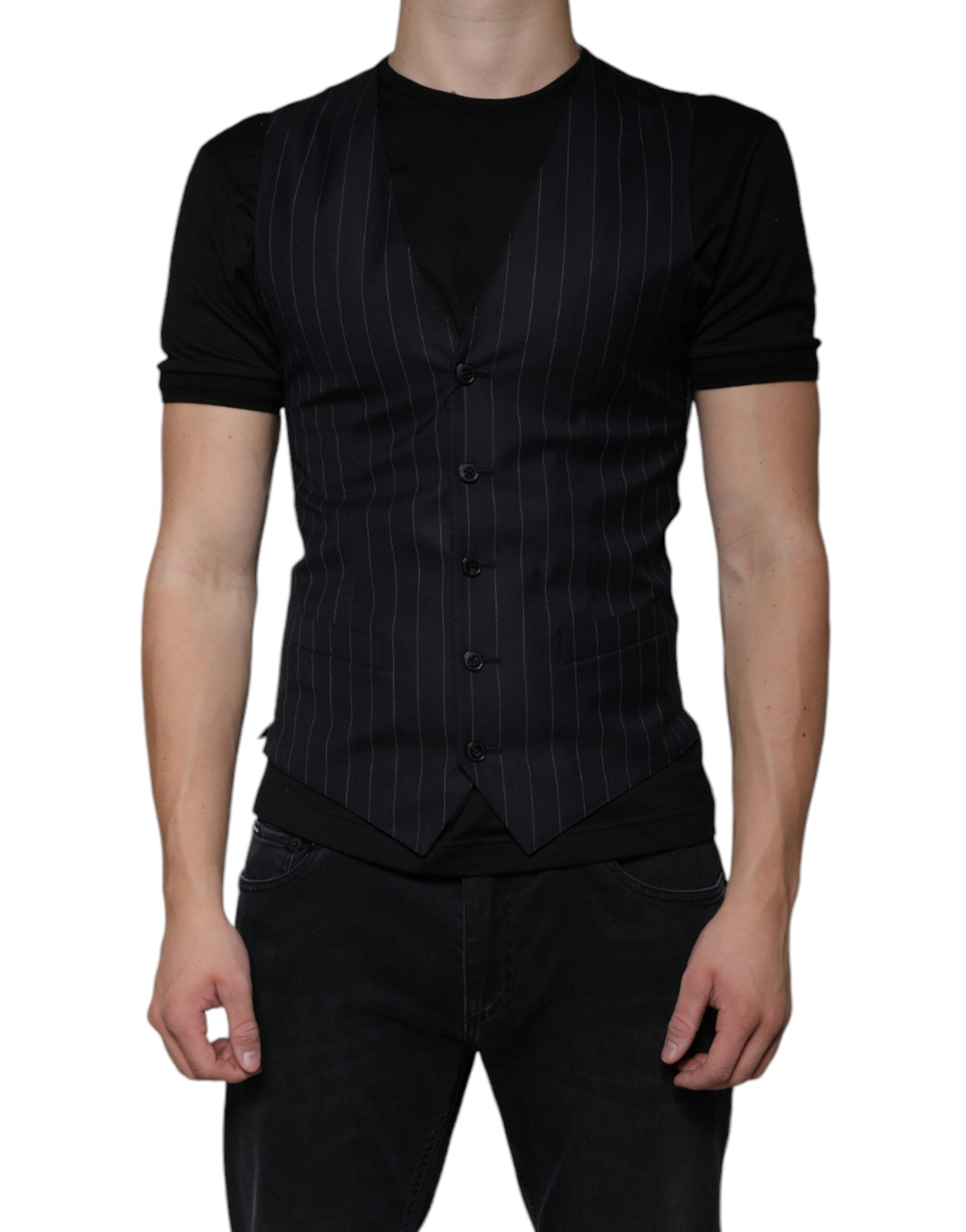 Dolce & Gabbana Gilet en cuir noir Robe Gilet formel
