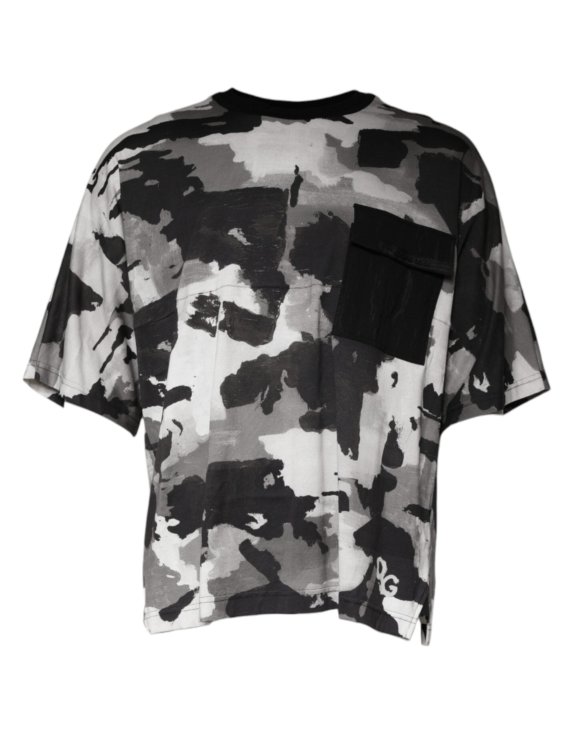 Dolce & Gabbana Mehrfarbiges Camouflage-T-Shirt aus Baumwolle mit Rundhalsausschnitt