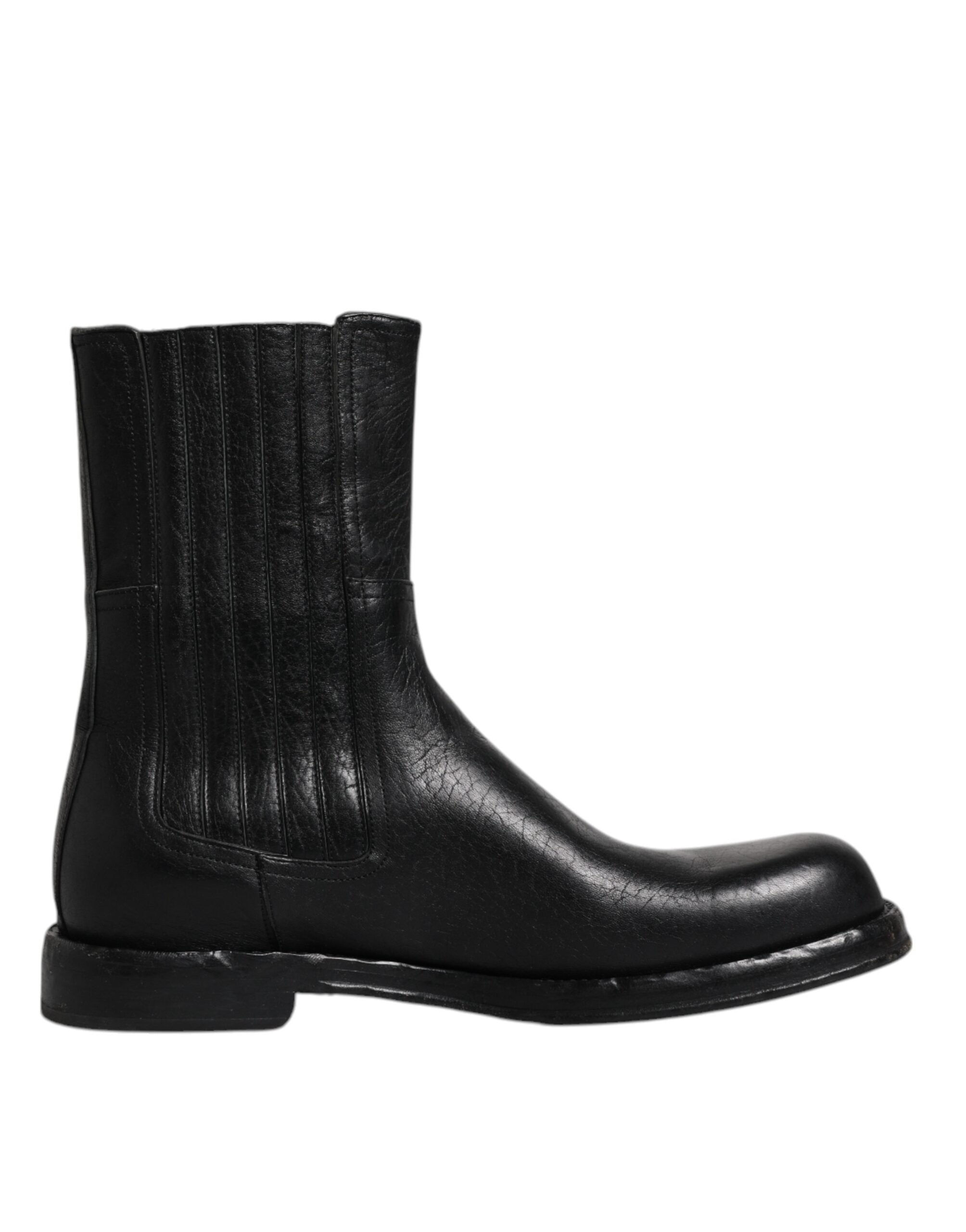 Dolce & Gabbana – Wadenhohe Stiefel aus schwarzem Pferdeleder