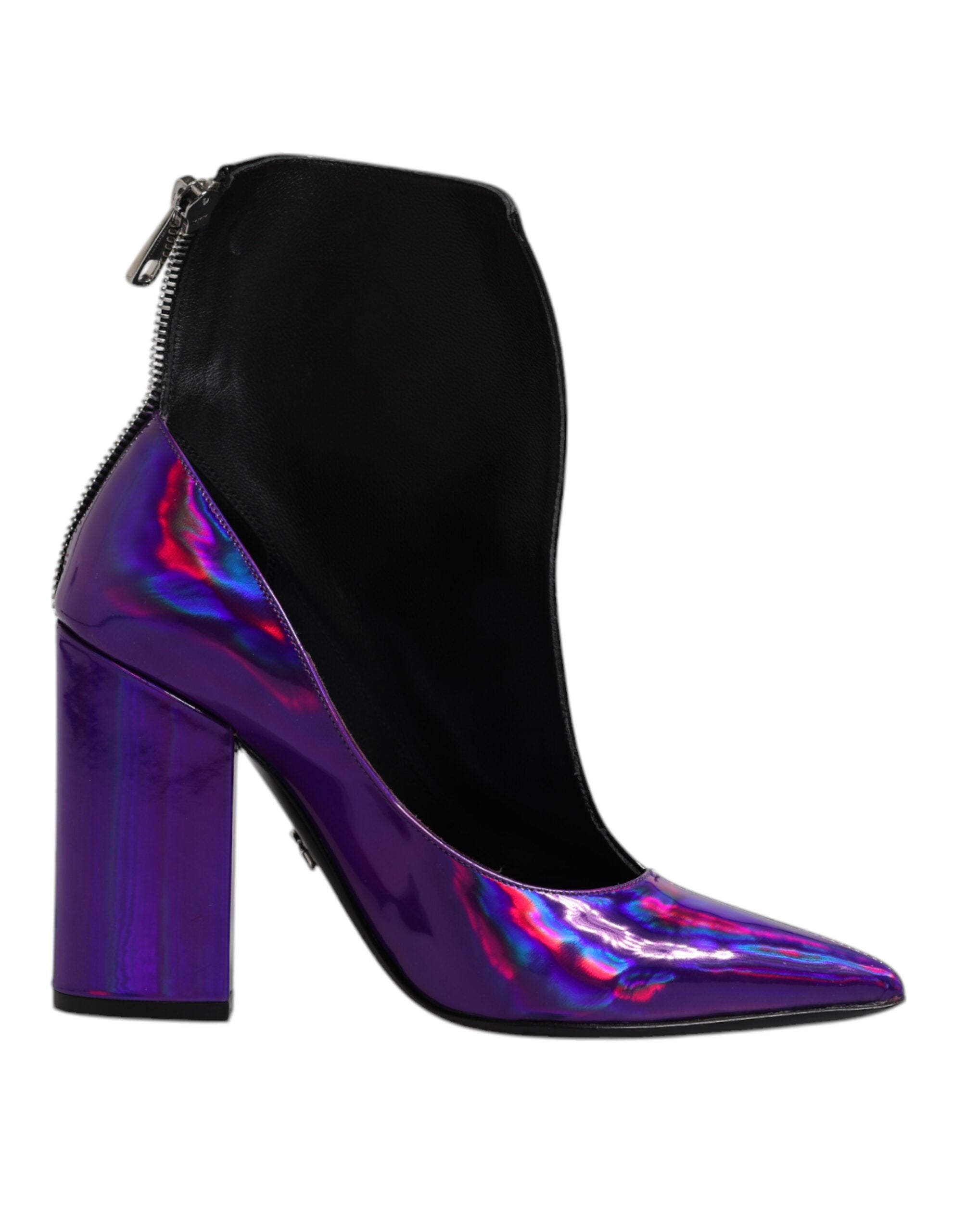 Bottines pointues violettes et noires Dolce & Gabbana