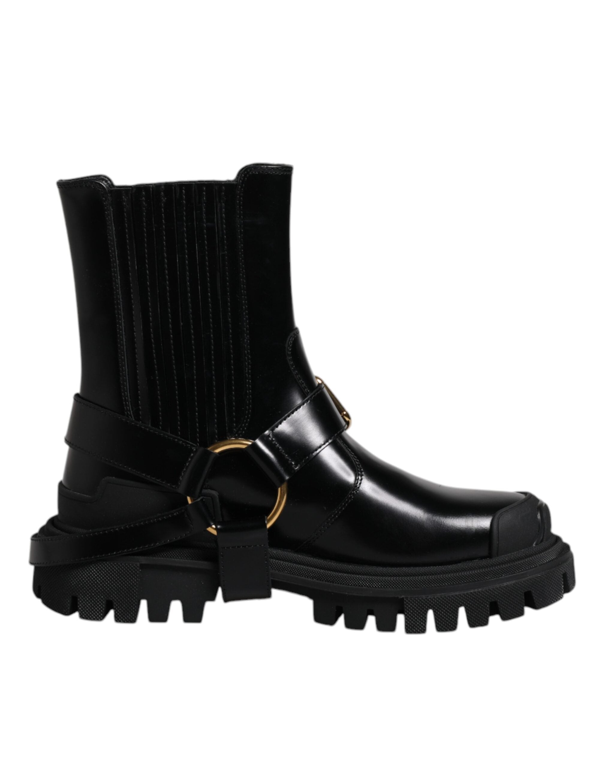Chaussures de randonnée extensibles à enfiler en cuir noir Dolce & Gabbana