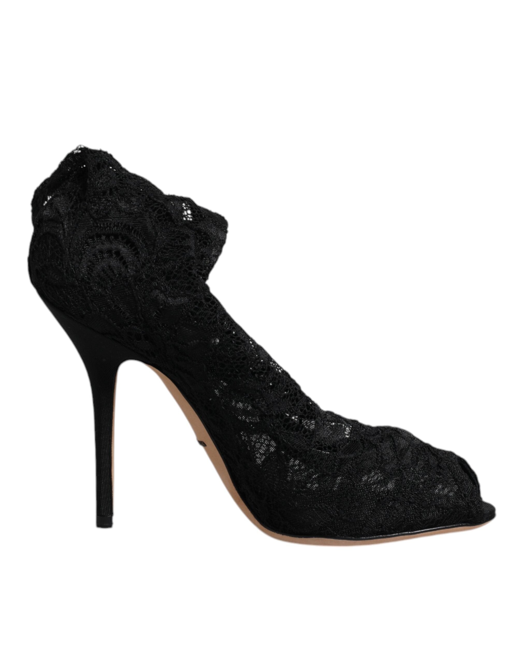 Dolce & Gabbana – Schwarze Stiefel mit Stretch-Absatz und halbhoher Spitze