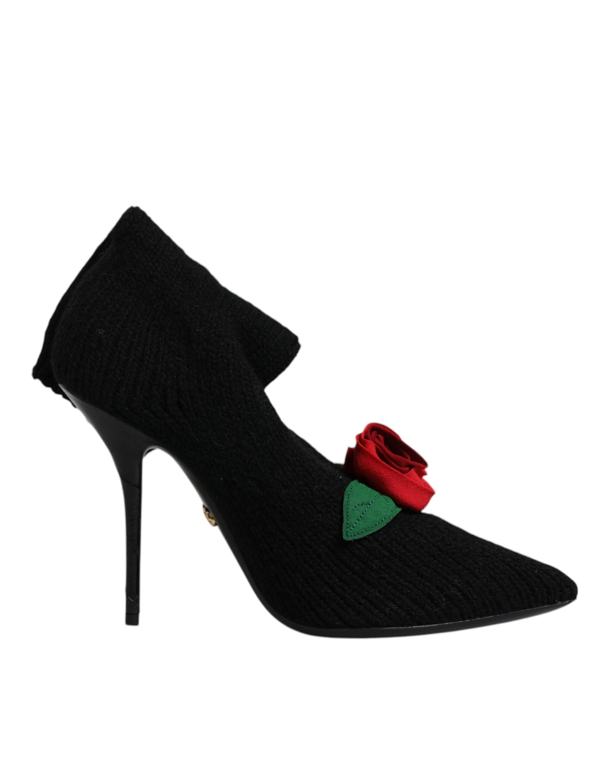 Bottes mi-mollet noires à talons aiguilles Dolce & Gabbana