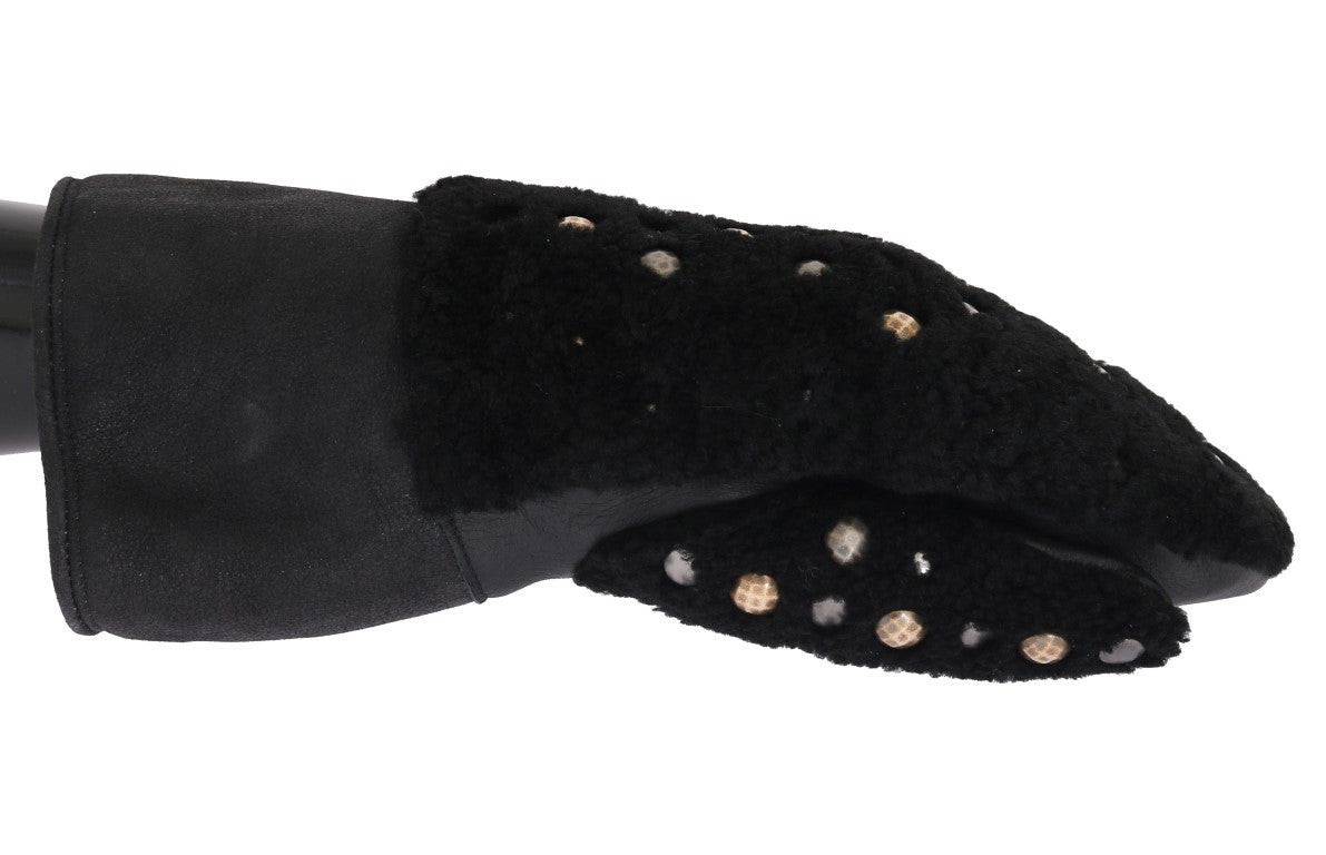 Gants pour homme en cuir noir clouté Dolce & Gabbana