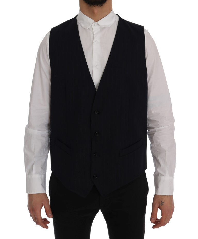 Dolce & Gabbana Elegante Weste aus gestreifter Wollmischung