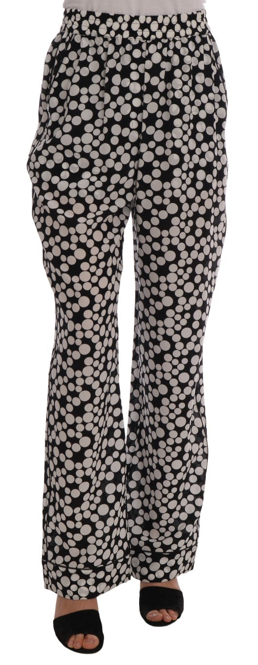 Pantalon taille haute élégant en soie à pois Dolce & Gabbana