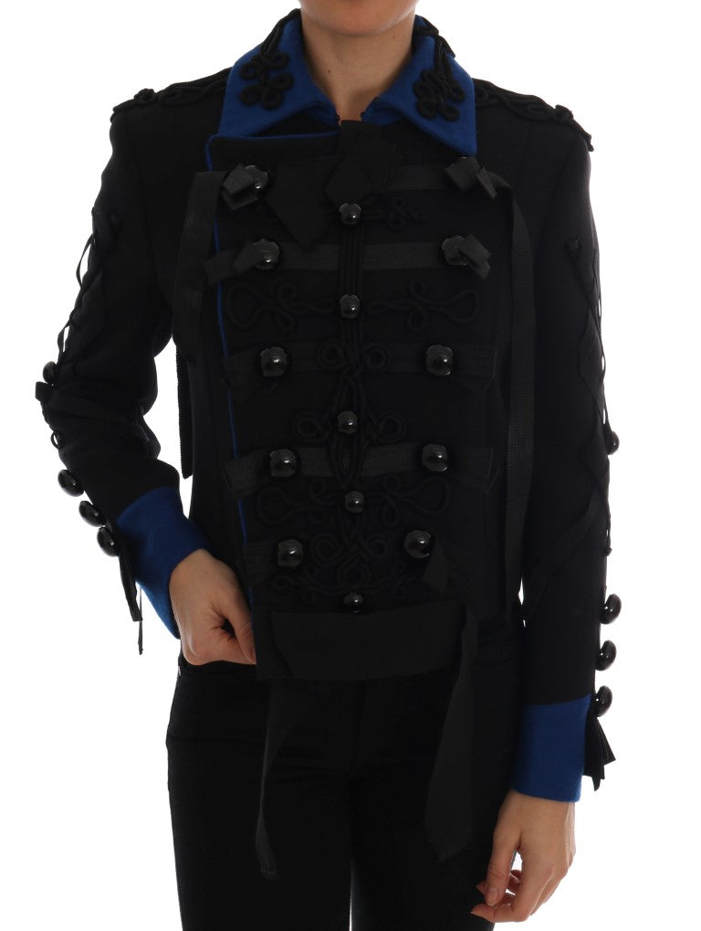 Dolce & Gabbana Schicke schwarze und blaue kurze Trenchcoatjacke