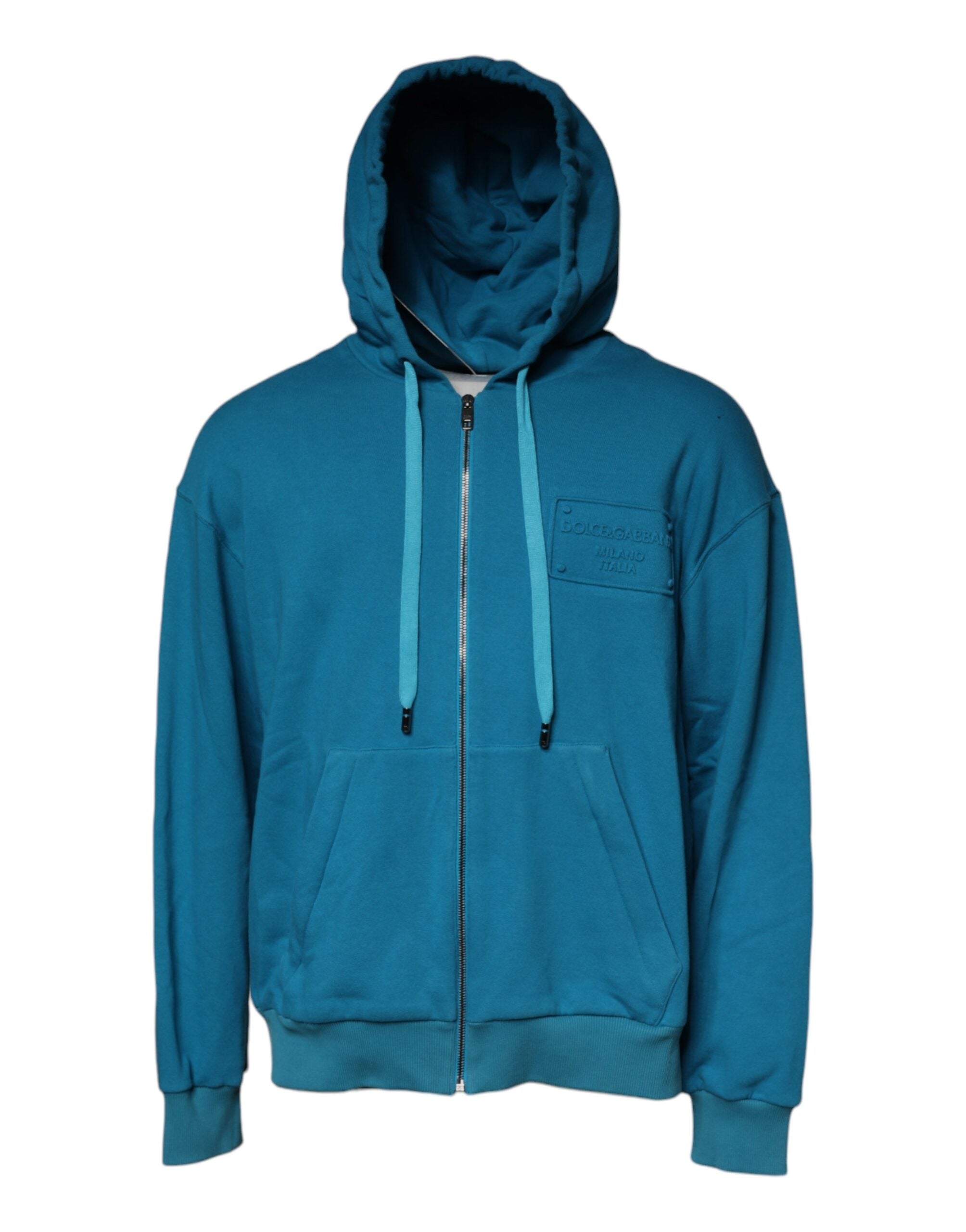 Sweat-shirt à capuche en coton avec logo bleu Dolce & Gabbana