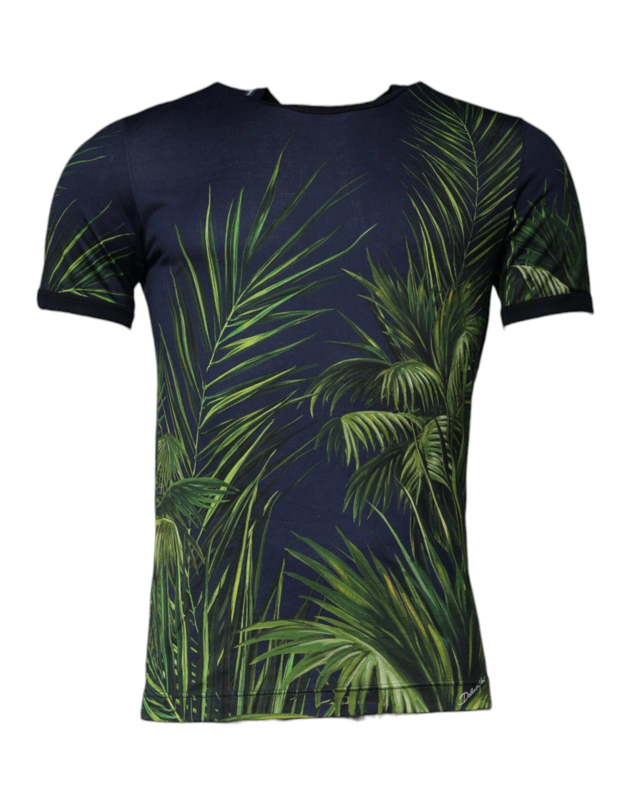 T-shirt ras du cou à manches courtes et imprimé arbre bleu Dolce & Gabbana