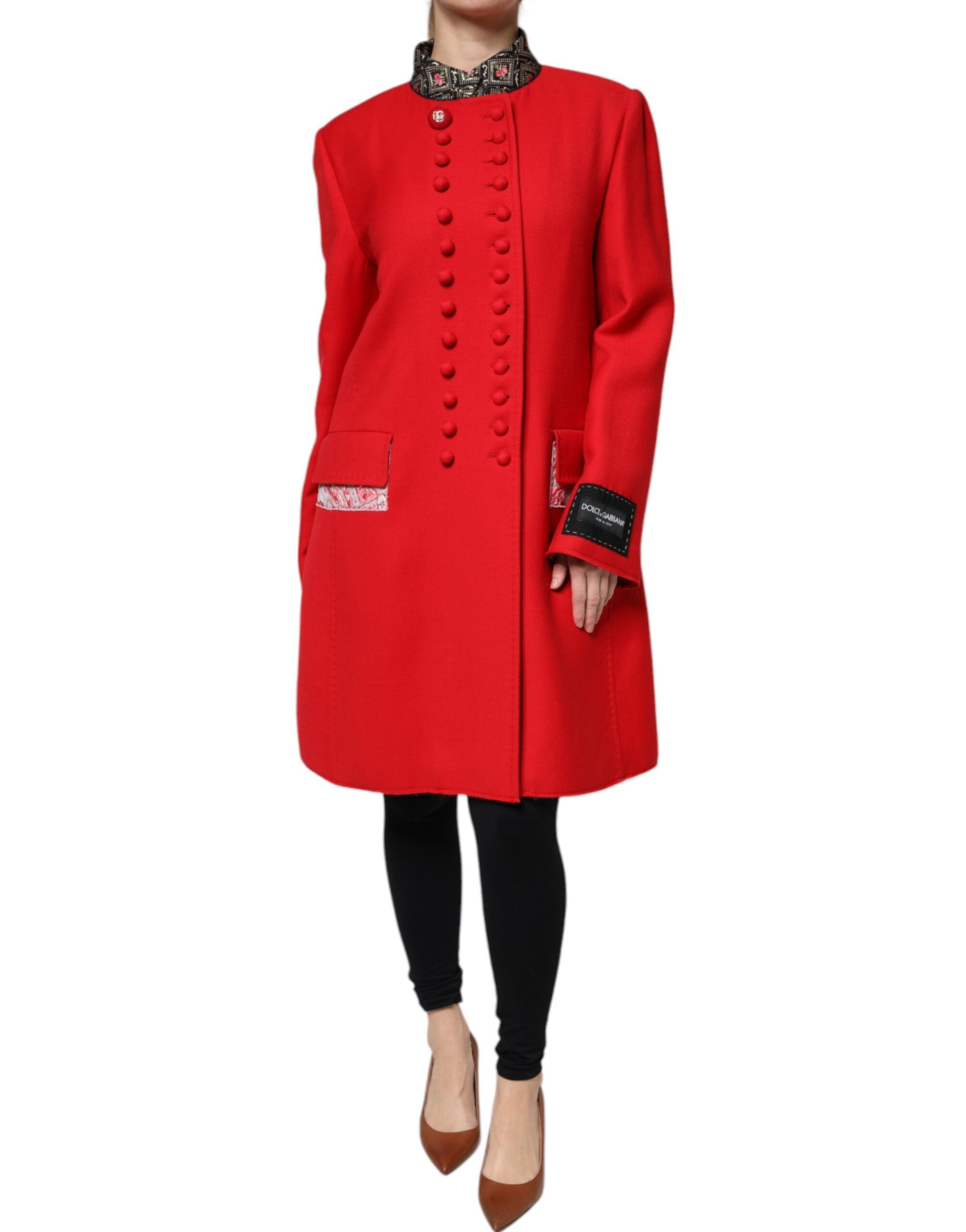 Trench-coat Dolce & Gabbana en laine jacquard rouge pour femme