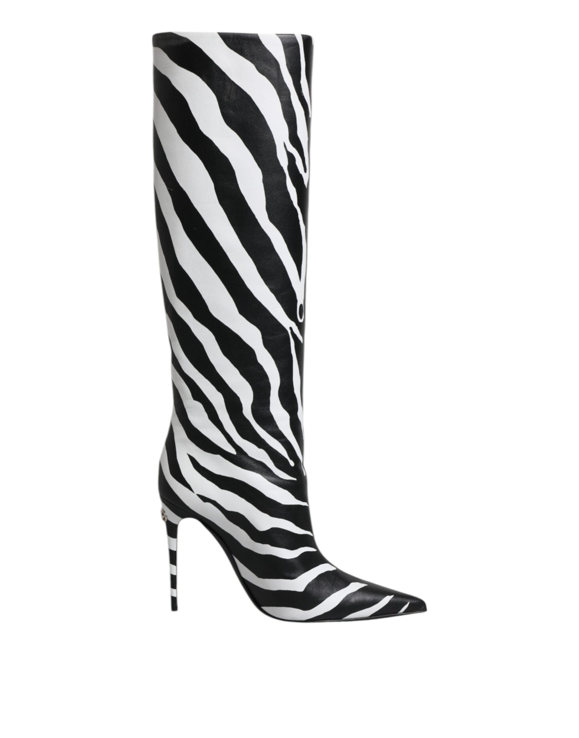 Bottes hautes à talons zébrés noires et blanches Dolce & Gabbana