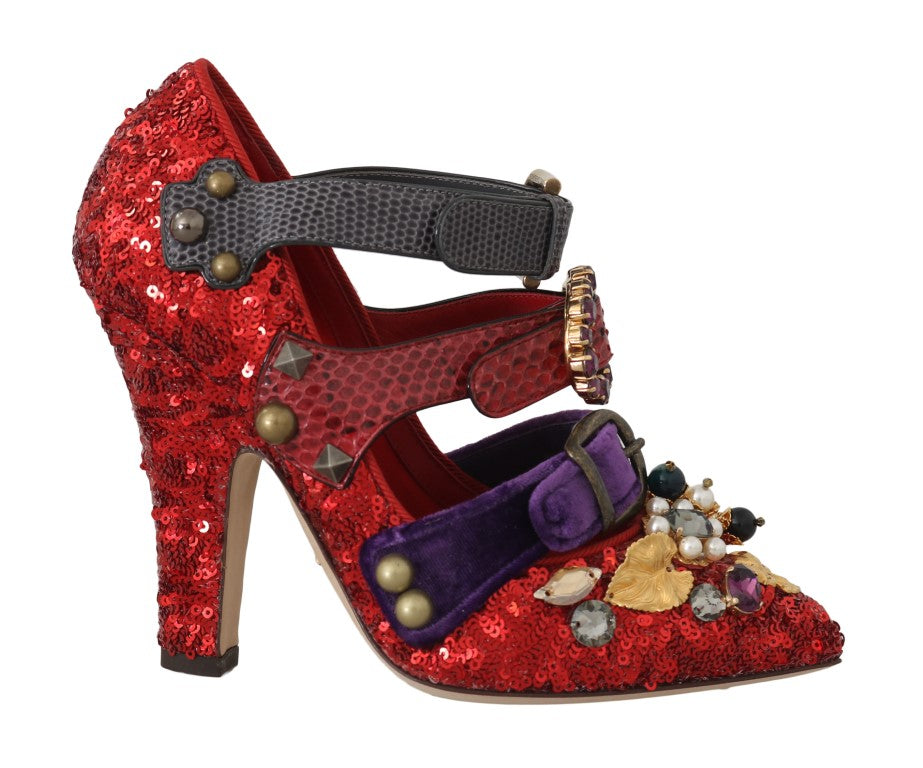 Dolce & Gabbana Rote Bellucci Alta Moda Pumps mit Verzierung