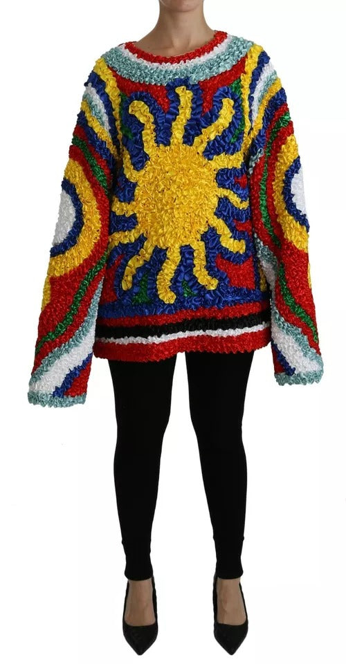 Dolce & Gabbana Mehrfarbiger Blusenpullover mit Rüschen