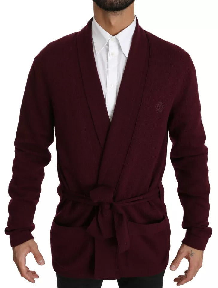 Pull cardigan couronne en cachemire bordeaux Dolce & Gabbana
