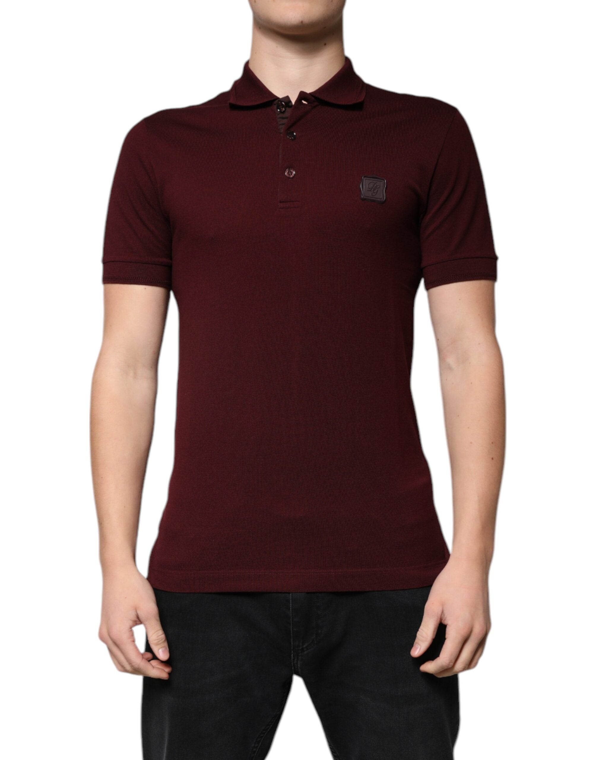 Polo à manches courtes et col bordeaux Dolce & Gabbana