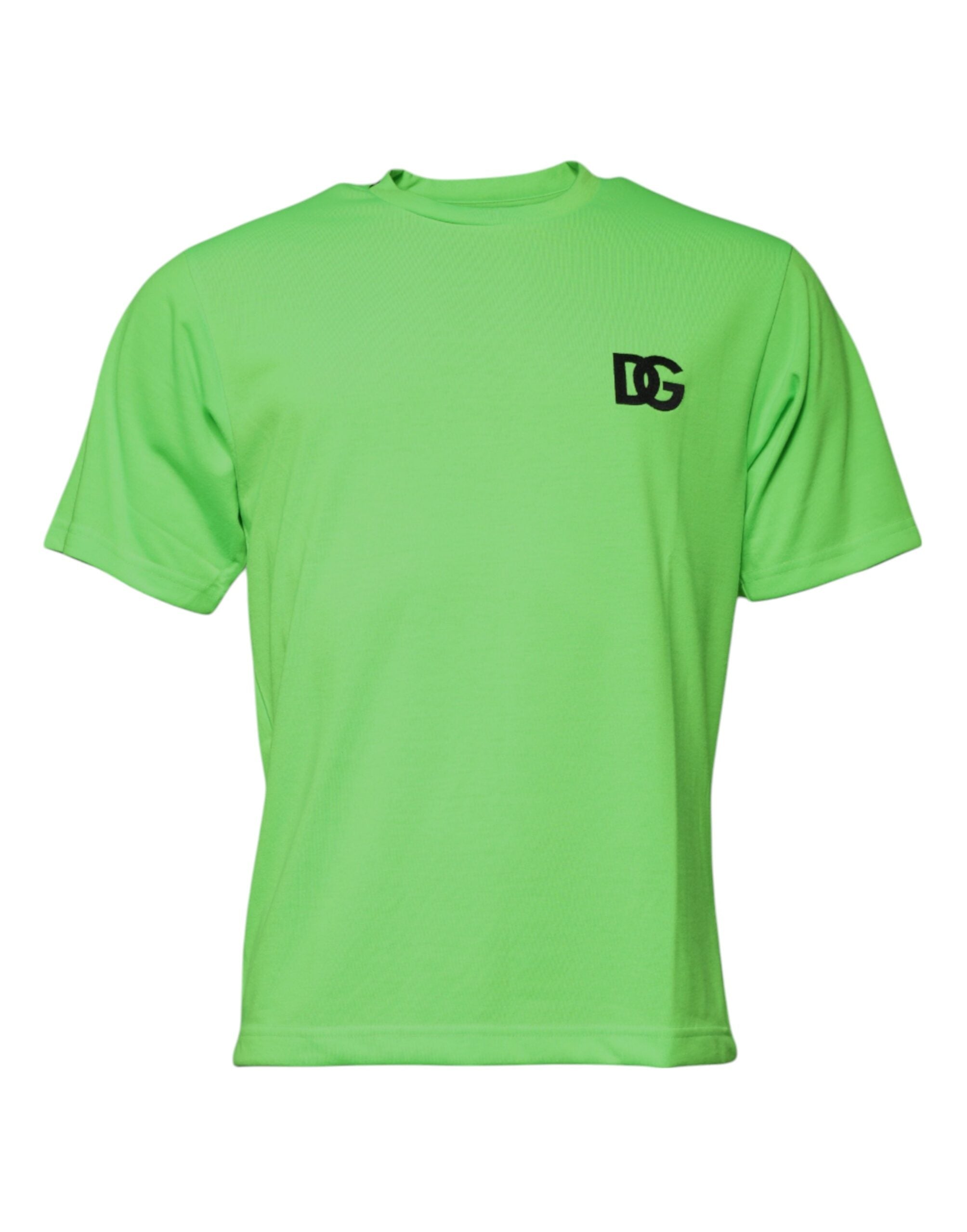 T-shirt ras du cou en polyester avec logo vert Dolce & Gabbana