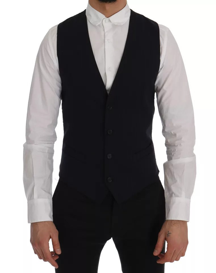 Dolce & Gabbana Blaue Weste Wollstretch STAFF Weste