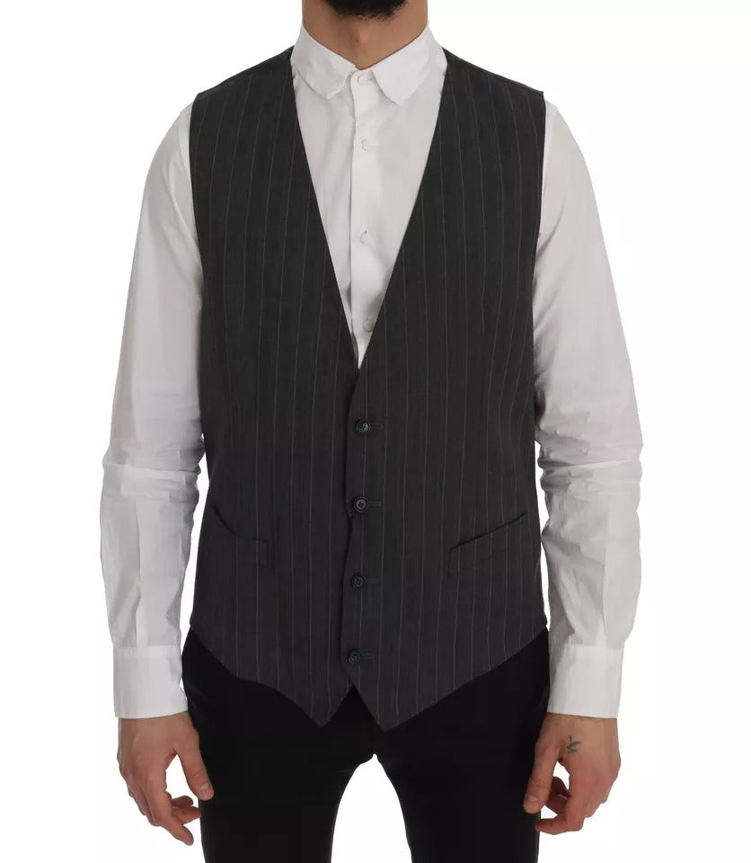 Gilet sans manches en laine stretch grise Dolce & Gabbana