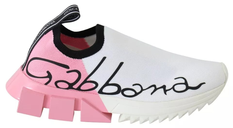 Baskets Sorrento roses et blanches à logo Dolce & Gabbana