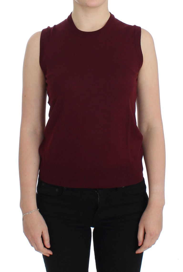 Dolce & Gabbana Elegante ärmellose Pulloverweste aus roter Wolle