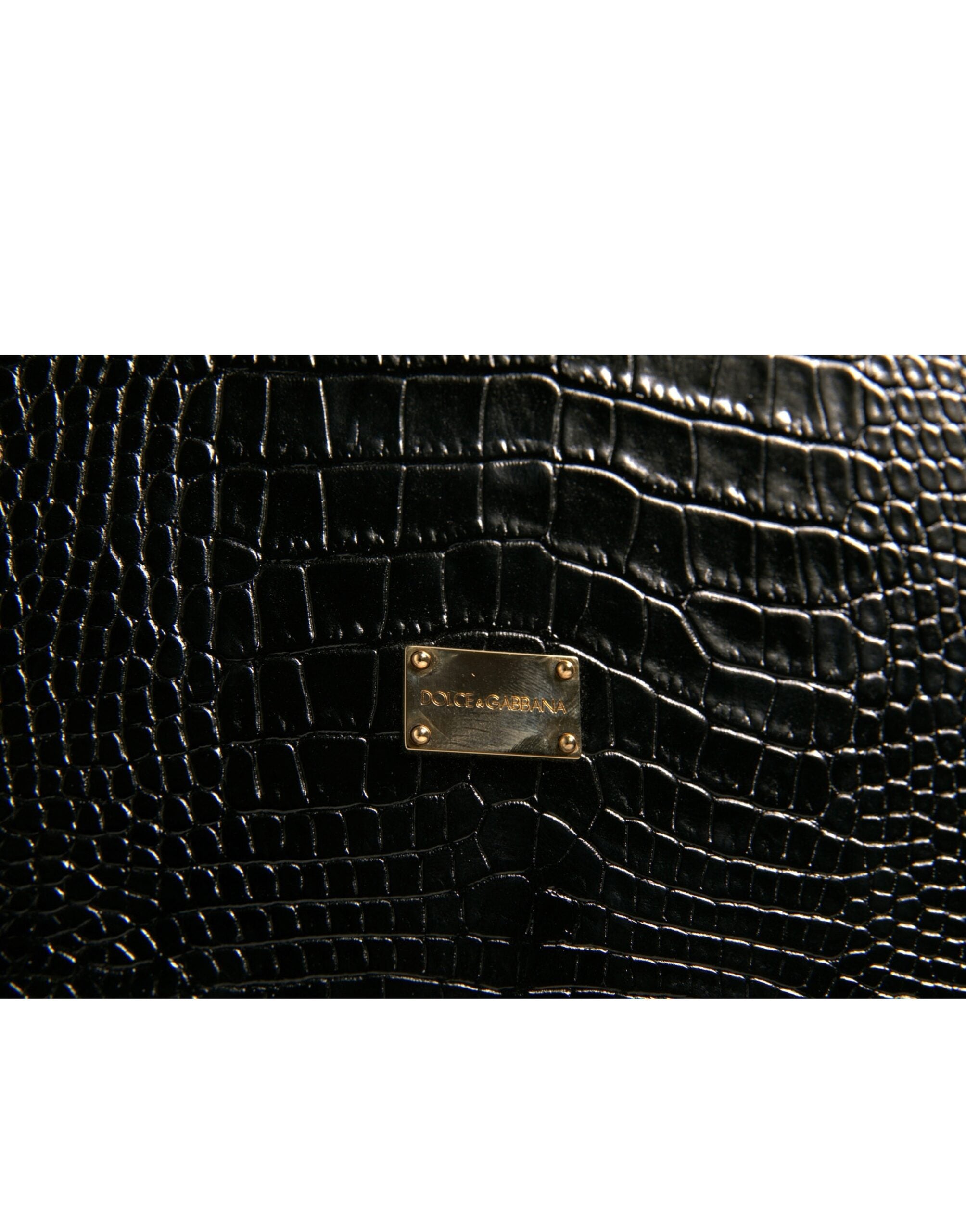 Dolce & Gabbana Elegante Kataloghülle aus schwarzem Leder mit Logo-Plakette