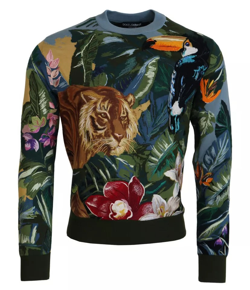 Pull Dolce & Gabbana Jungle en laine et soie avec logo