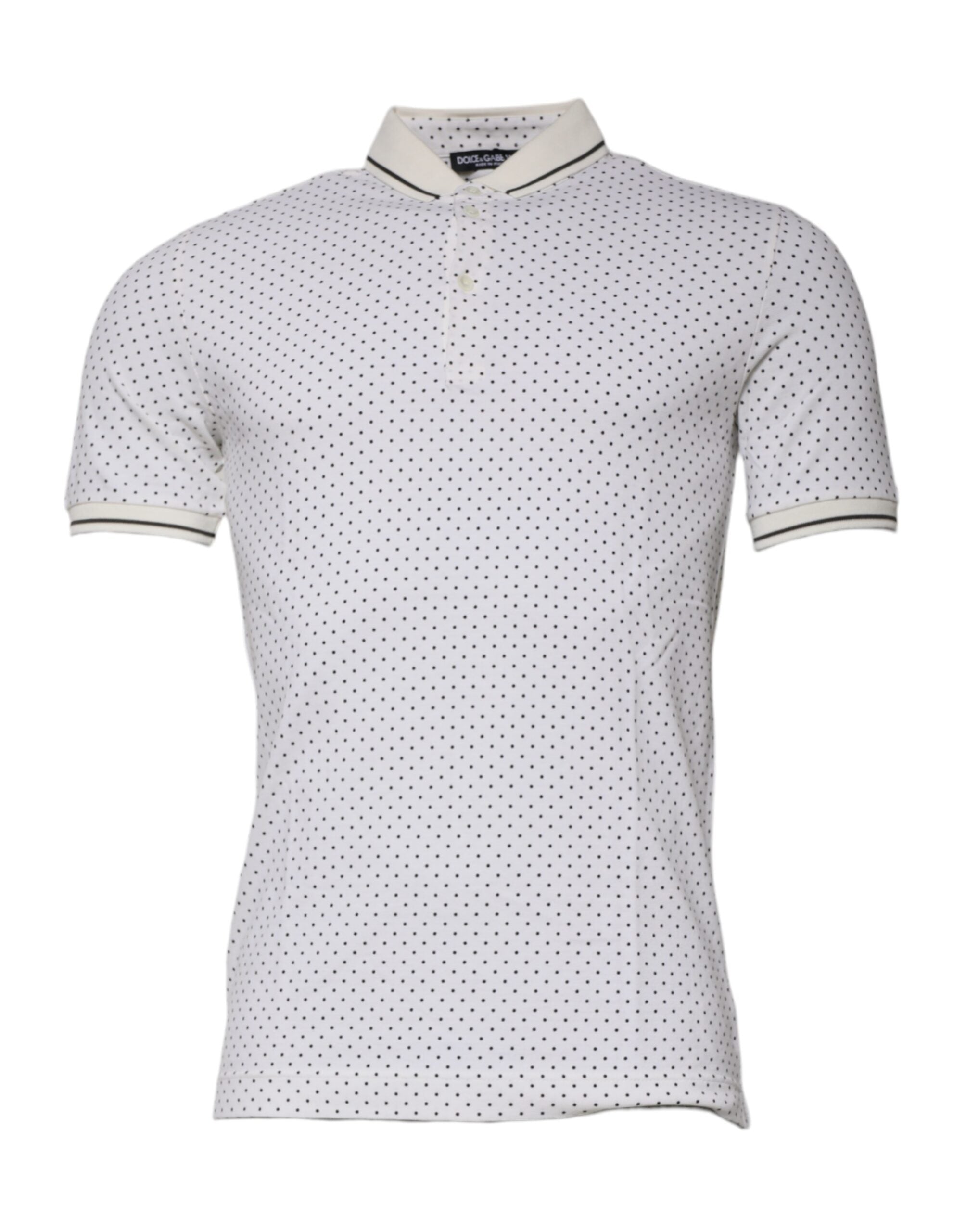 Polo à col en coton à pois blancs Dolce & Gabbana