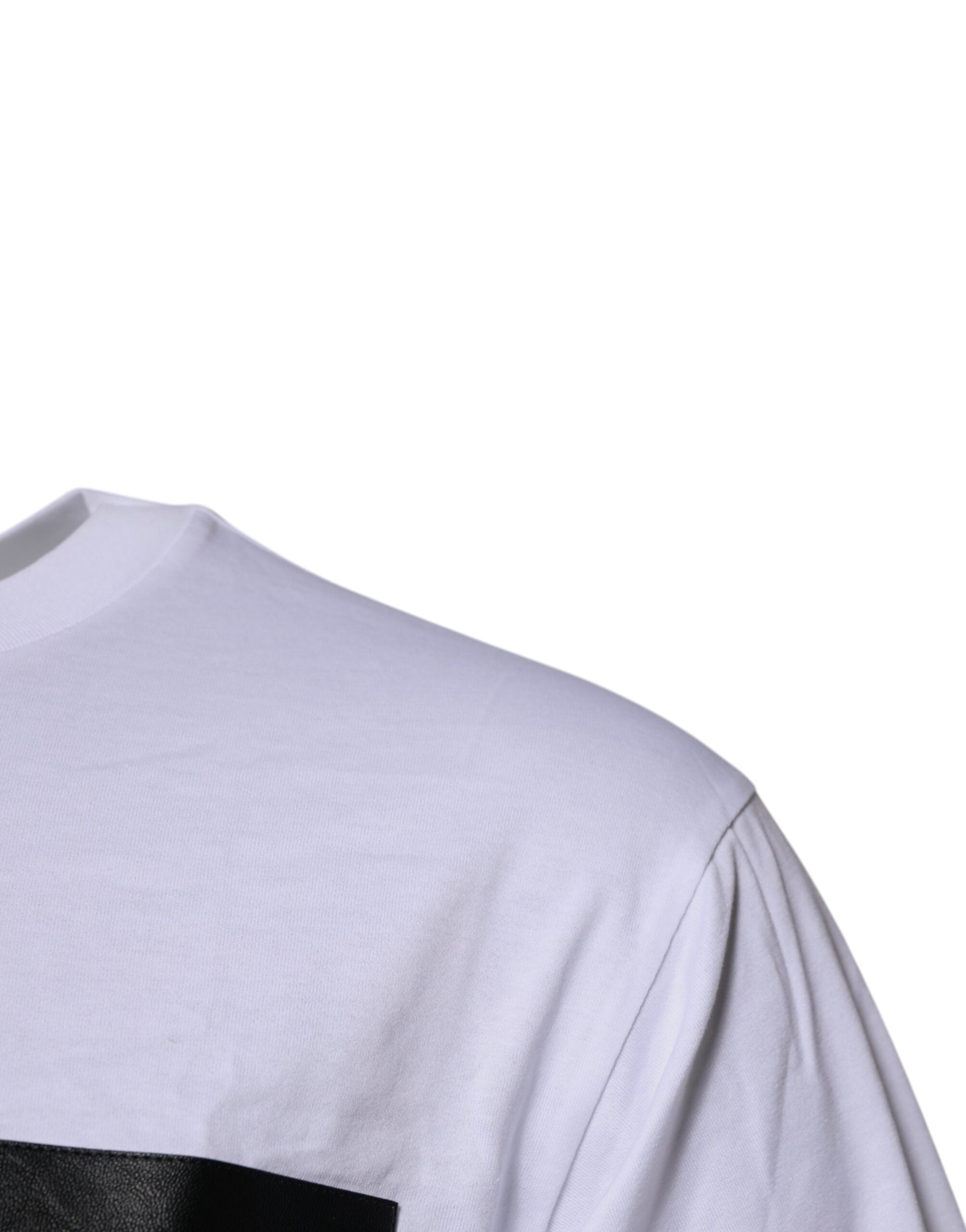 Dolce & Gabbana White Cotton Crew Neck T-shirt with Logo Patch