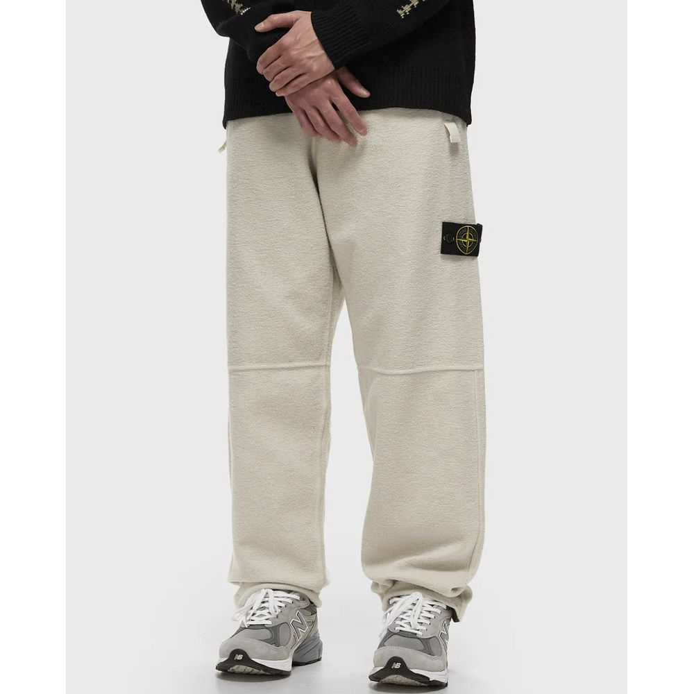 Stone Island White Cotton Men's Trouser