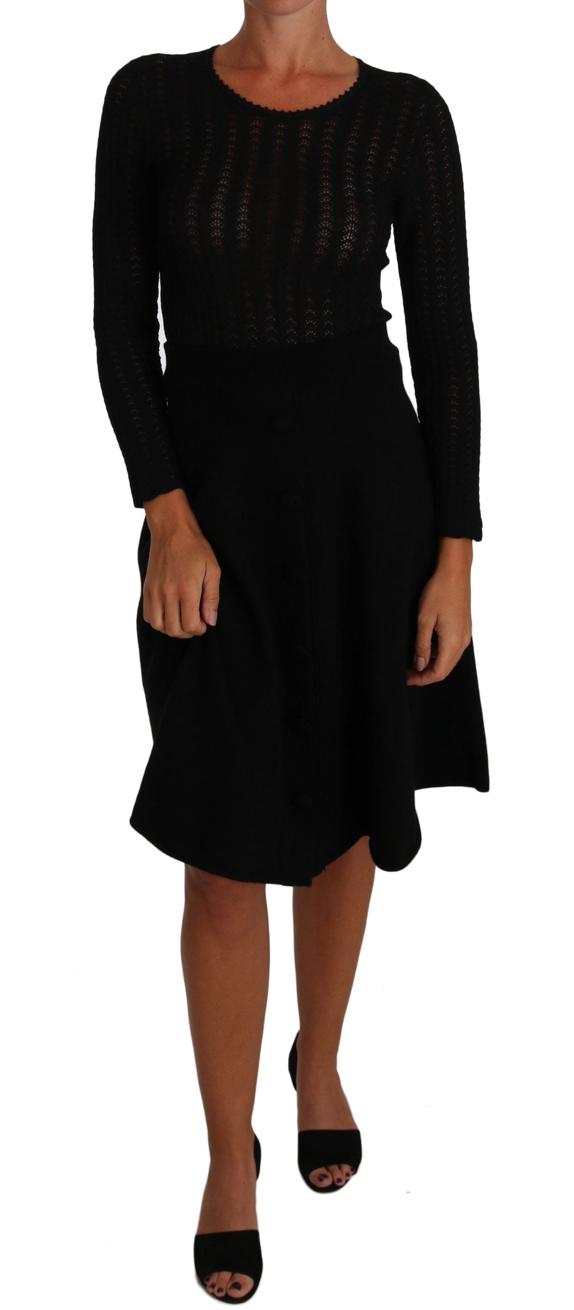 Dolce & Gabbana Elegantes schwarzes Strick-Etuikleid