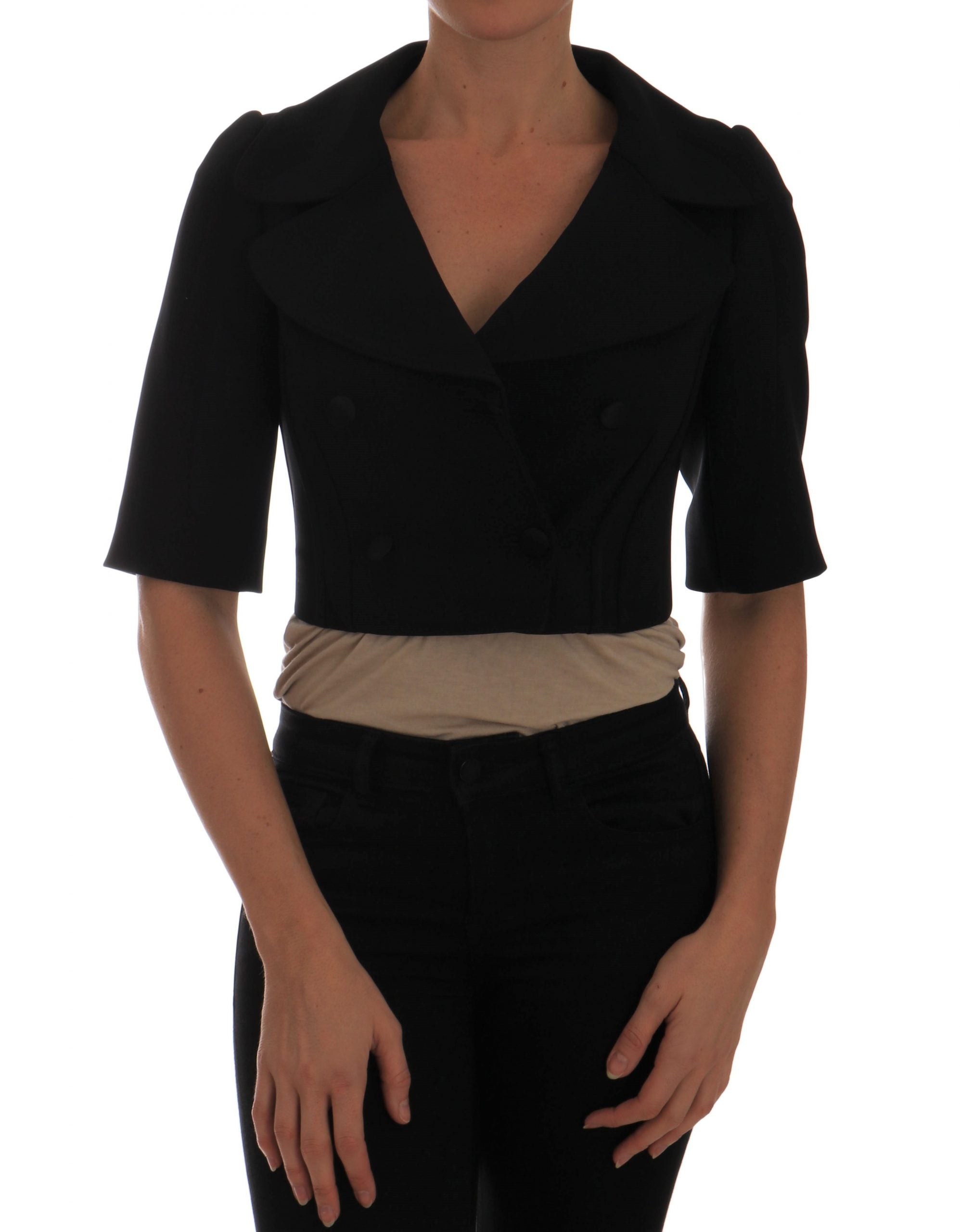 Blazer croisé court noir chic Dolce & Gabbana