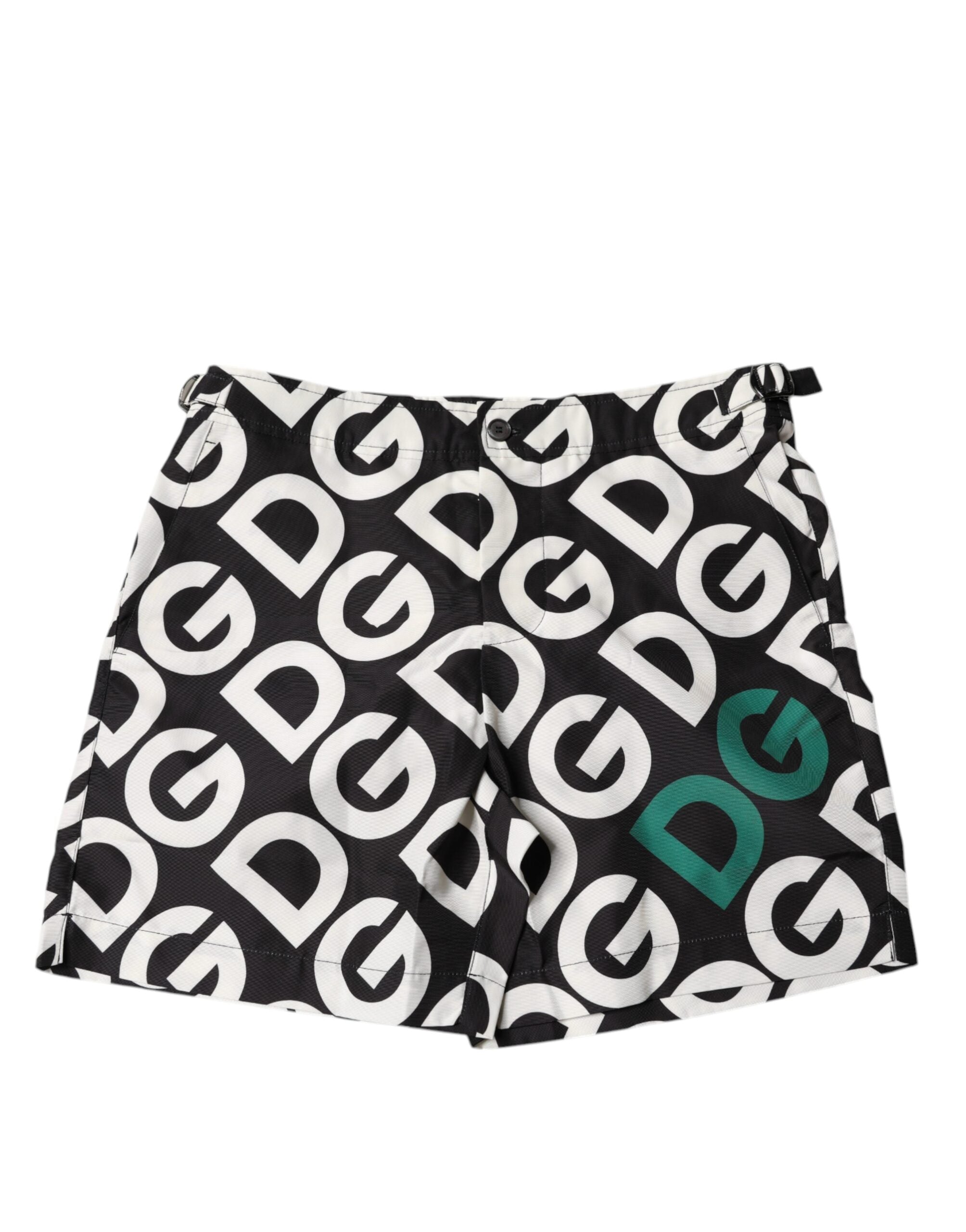 Dolce & Gabbana Schwarz-Weiß-Logo-Strandmode-Shorts Bademode
