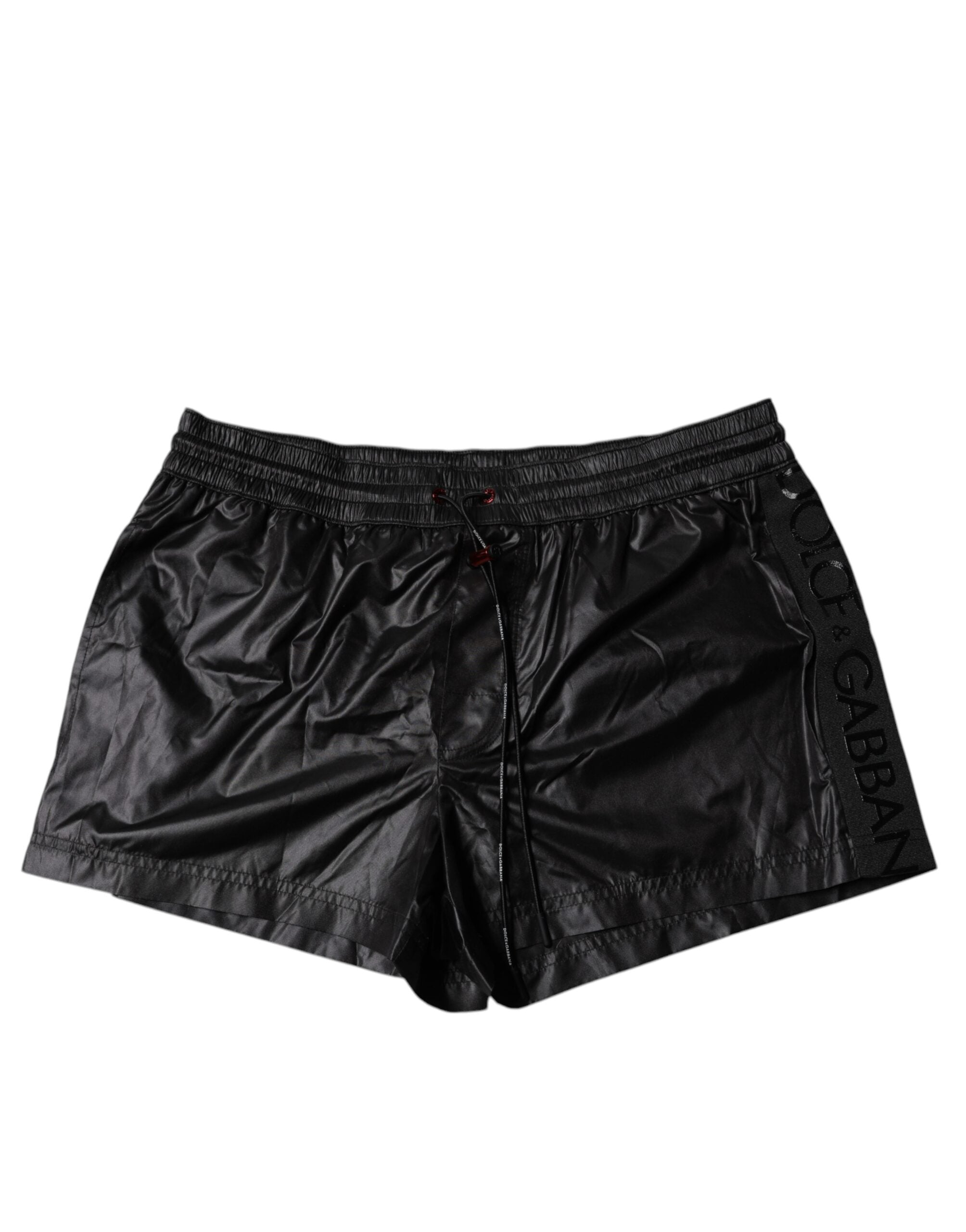 Dolce & Gabbana Schwarze Polyester-Strandshorts