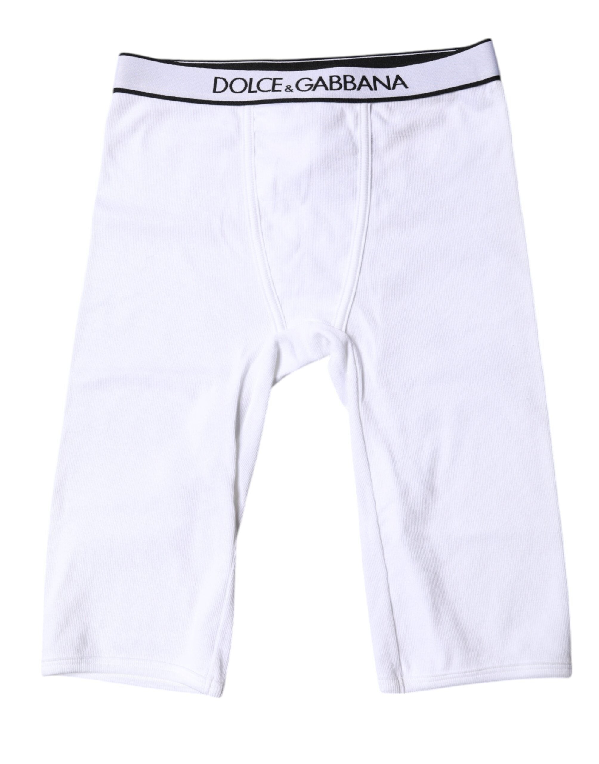 Collants courts en coton à logo blanc Dolce & Gabbana