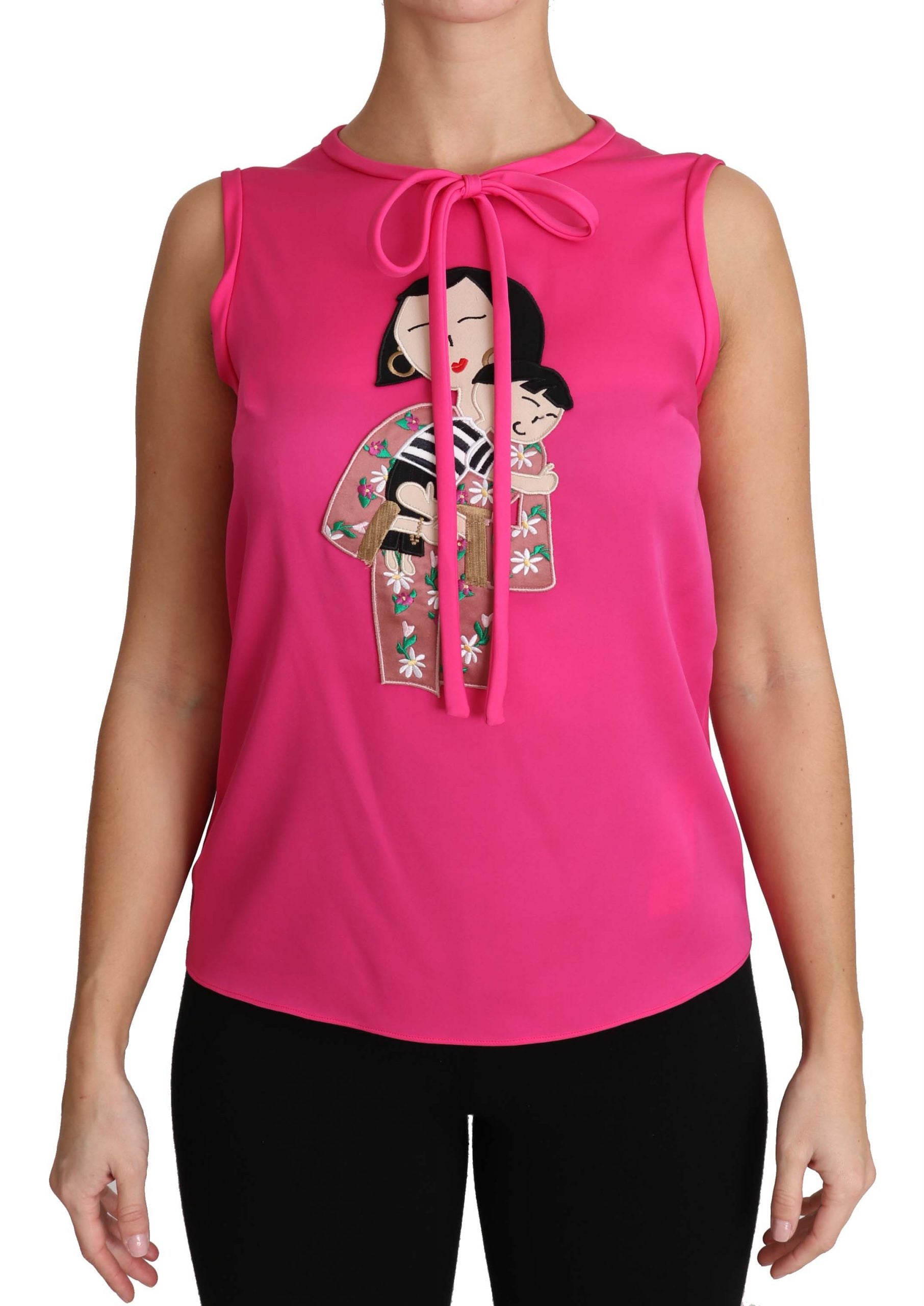 Dolce & Gabbana Débardeur en soie rose Family Mama Chemisier Top Shirt